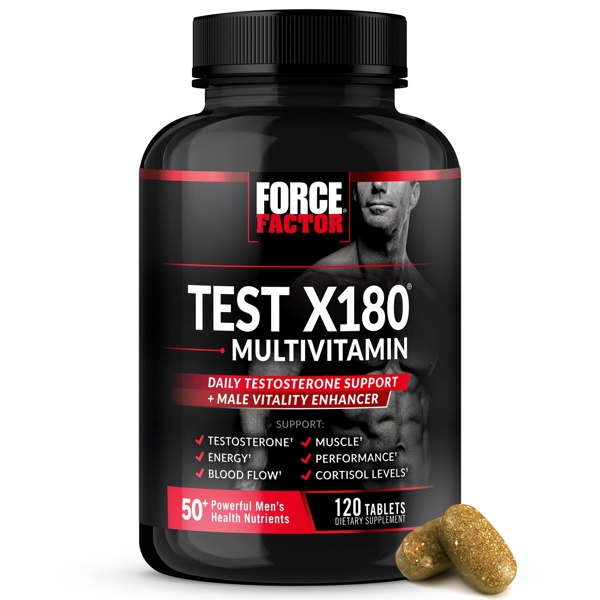 Force Factor Test X180 Multivitamin for Men with Testosterone Support Tablet, 120 Count