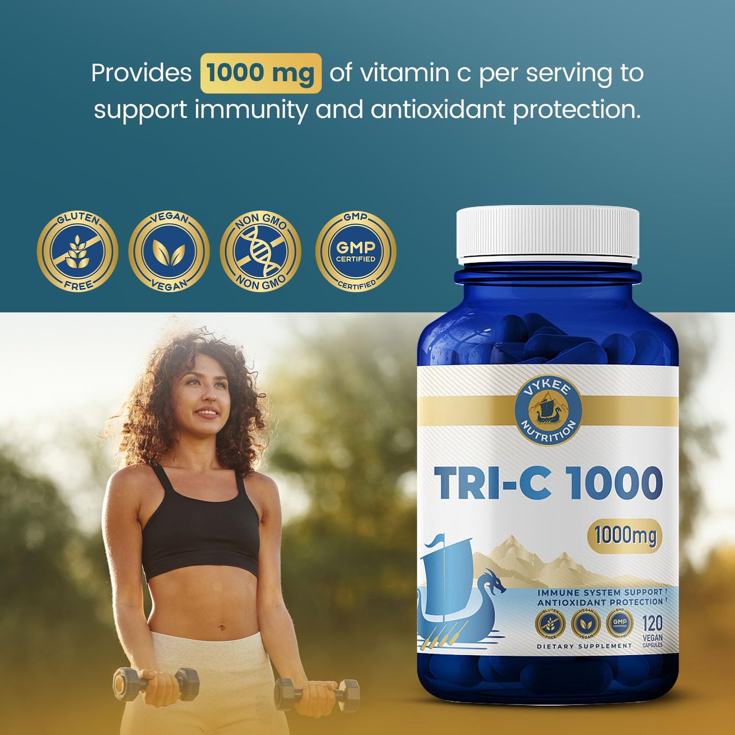 Vykee Nutrition Tri-C 1000 Triple-Source Vitamin C Complex Capsule 120 Count
