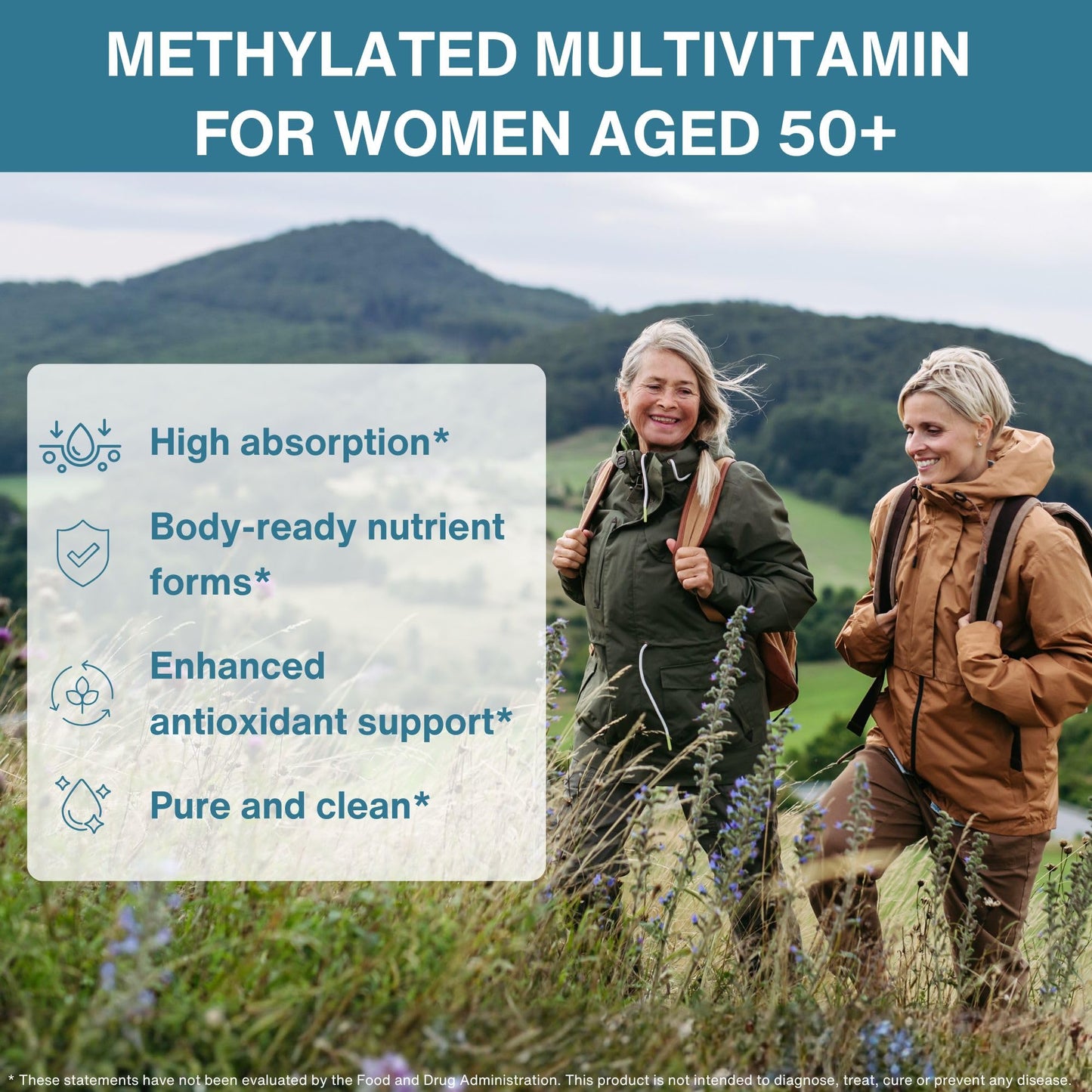 Igennus Healthcare Nutrition Methylated Multivitamin for Women 50+, Calcium & Magnesium for Bone Support, Sustained Release & Active B-Vitamins, Iron-Free Formula, Antioxidant Support, Clean Label 60 Tablets