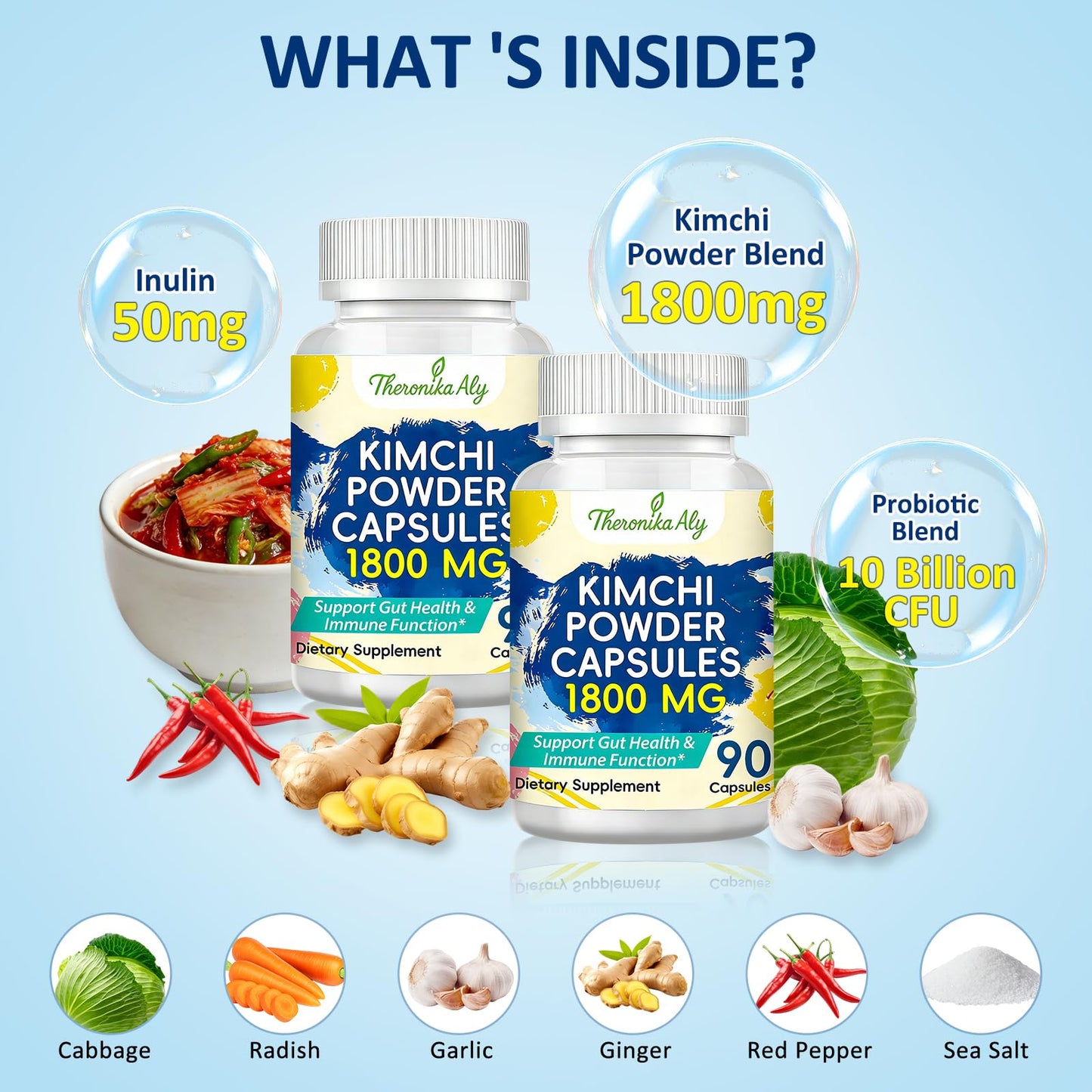 Theronika Aly Kimchi Probiotic Capsules, 90 Capsules