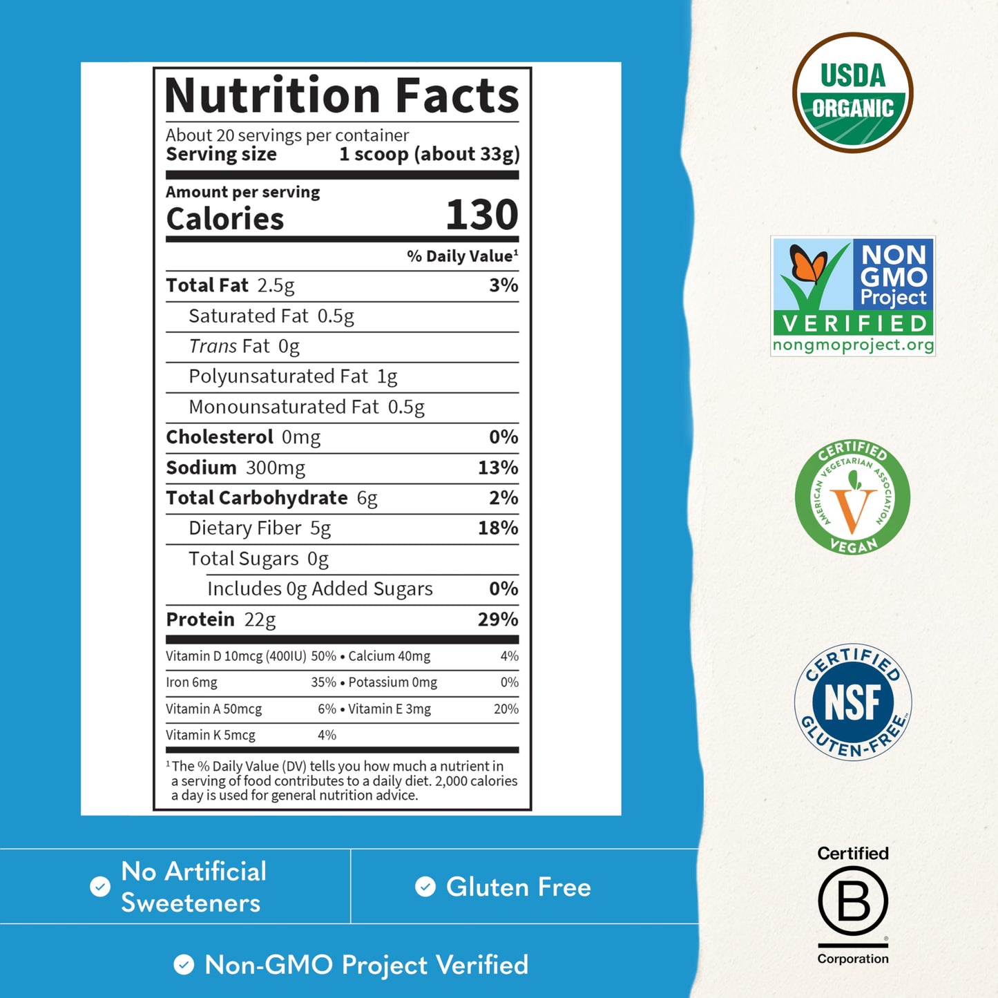 Garden of Life Vegan Protein Powder Vanilla, Probiotics & Digestive Enzymes, Gluten & Lactose Free, 1.37 lb