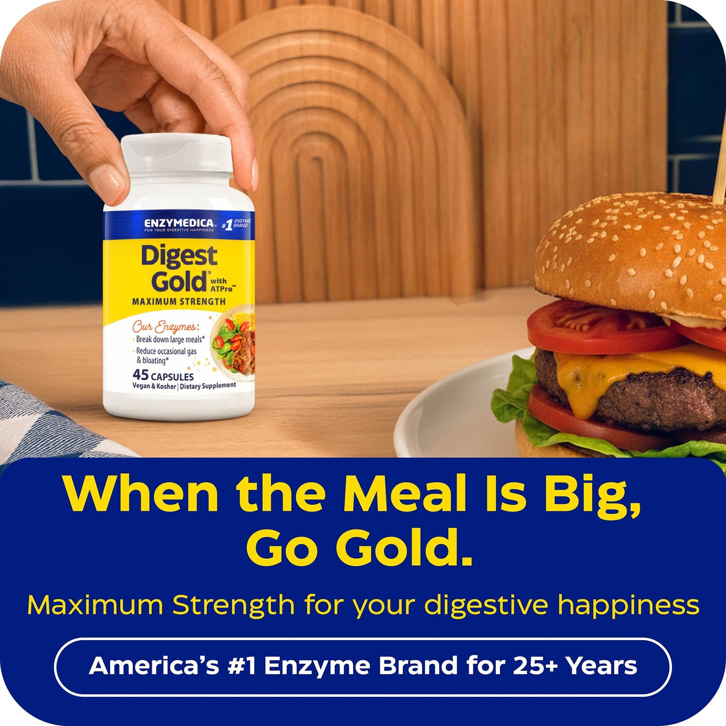 Enzymedica Digest Gold + ATPro Maximum Strength Digestive Enzymes Capsule, 45 Count