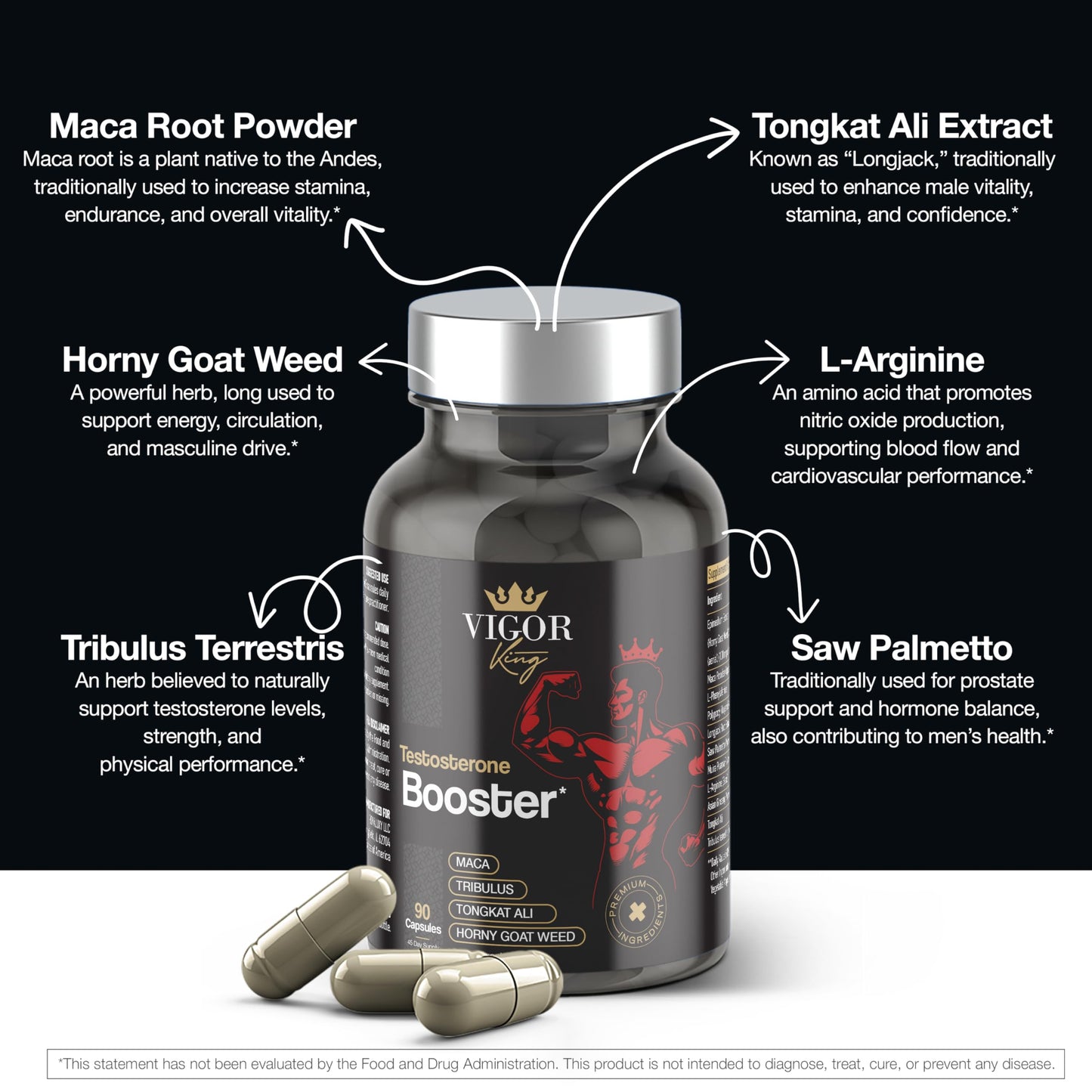 ViventyLife Testosterone Booster Supplement for Men Capsule, 90 Capsules