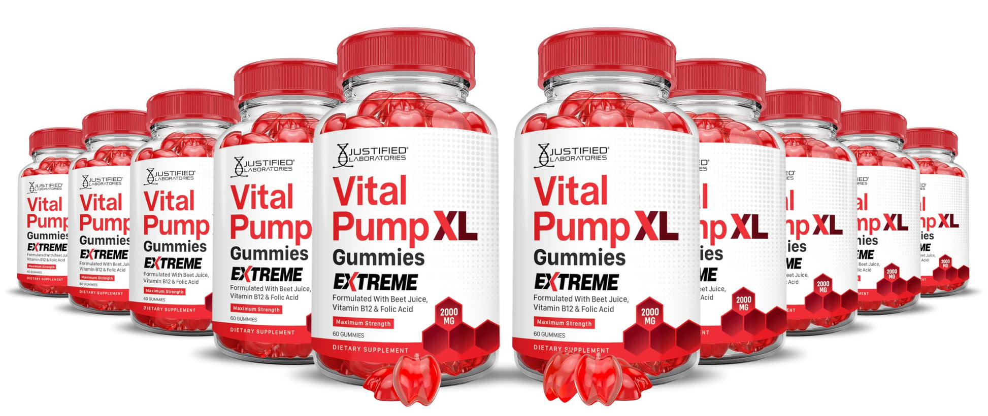 Justified Laboratories Vital Pump XL Extreme 2000MG Performance Gummies, 600 Gummies