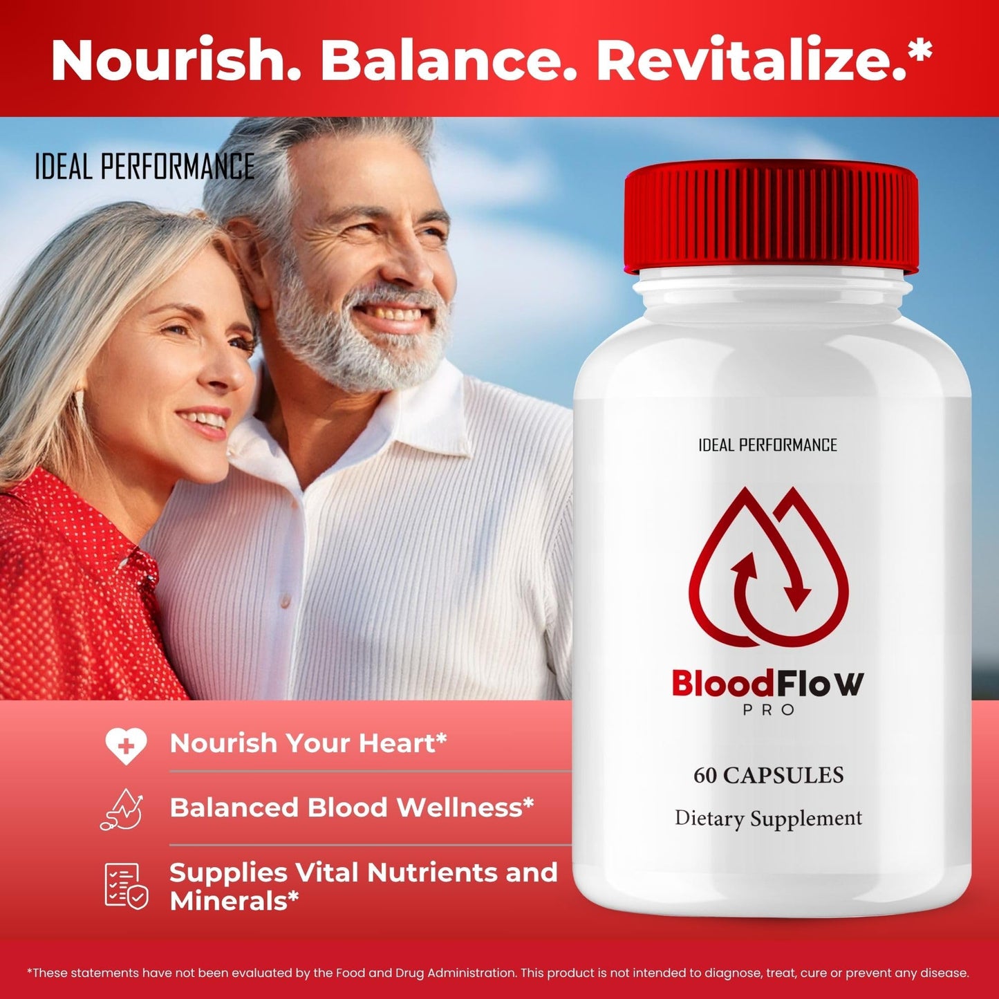 IDEAL PERFORMANCE Blood Flow Supplement Capsules 120 Count