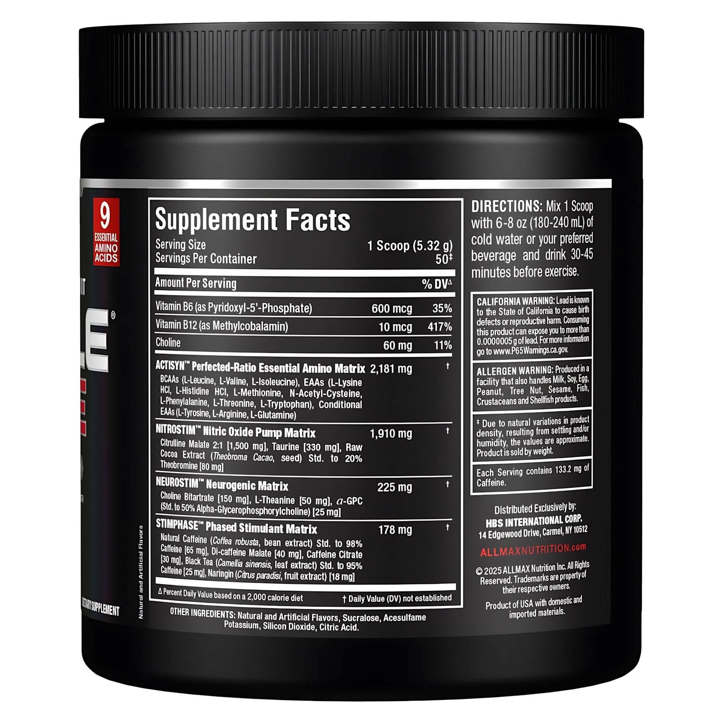 ALLMAX MusclePrime Pre-Workout Powder White Raspberry 9.4 Ounce