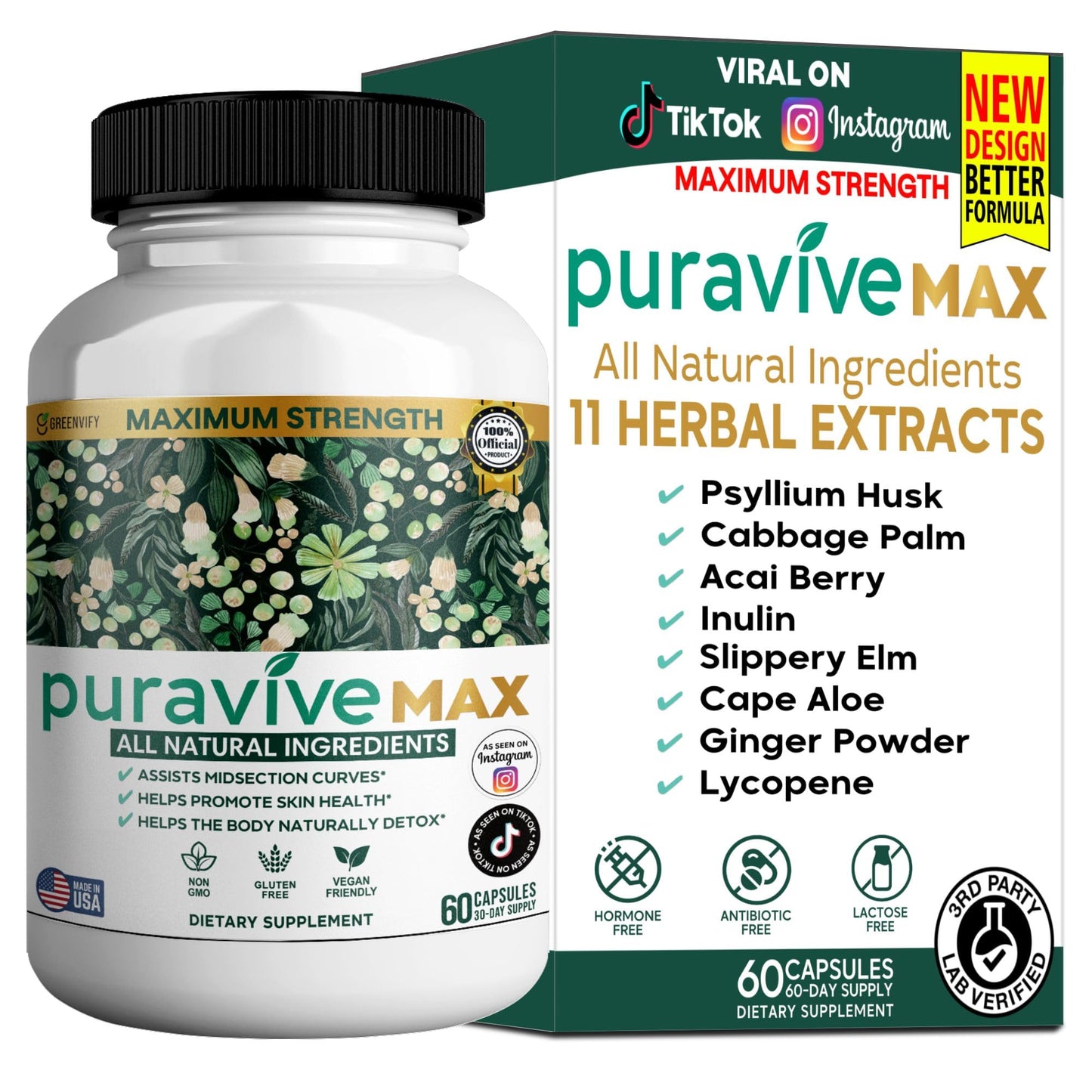 GREENVIFY Puravive MAX Natural Dietary Supplement 60 Capsules