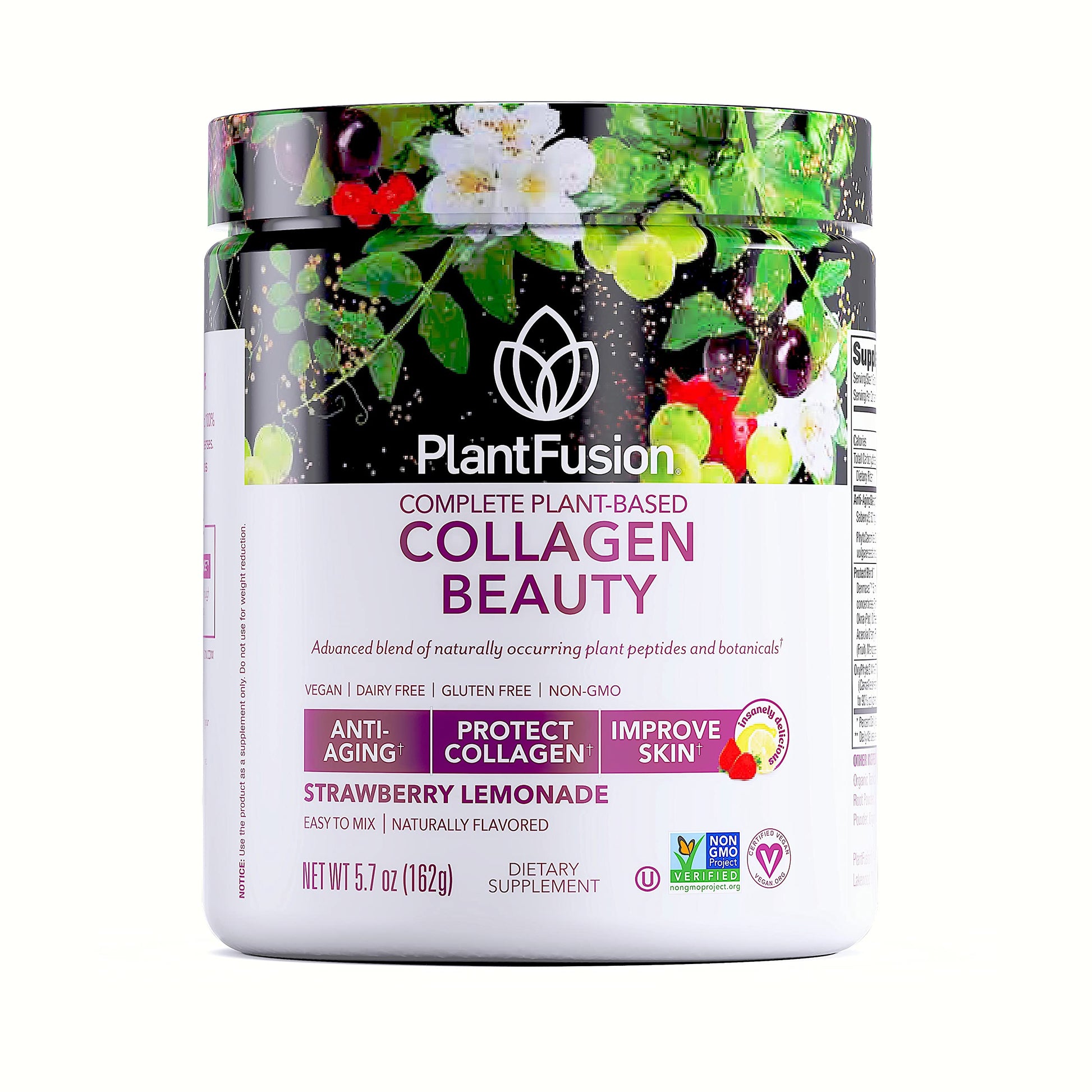 PlantFusion Vegan Collagen Powder 6.35 oz Strawberry Lemonade