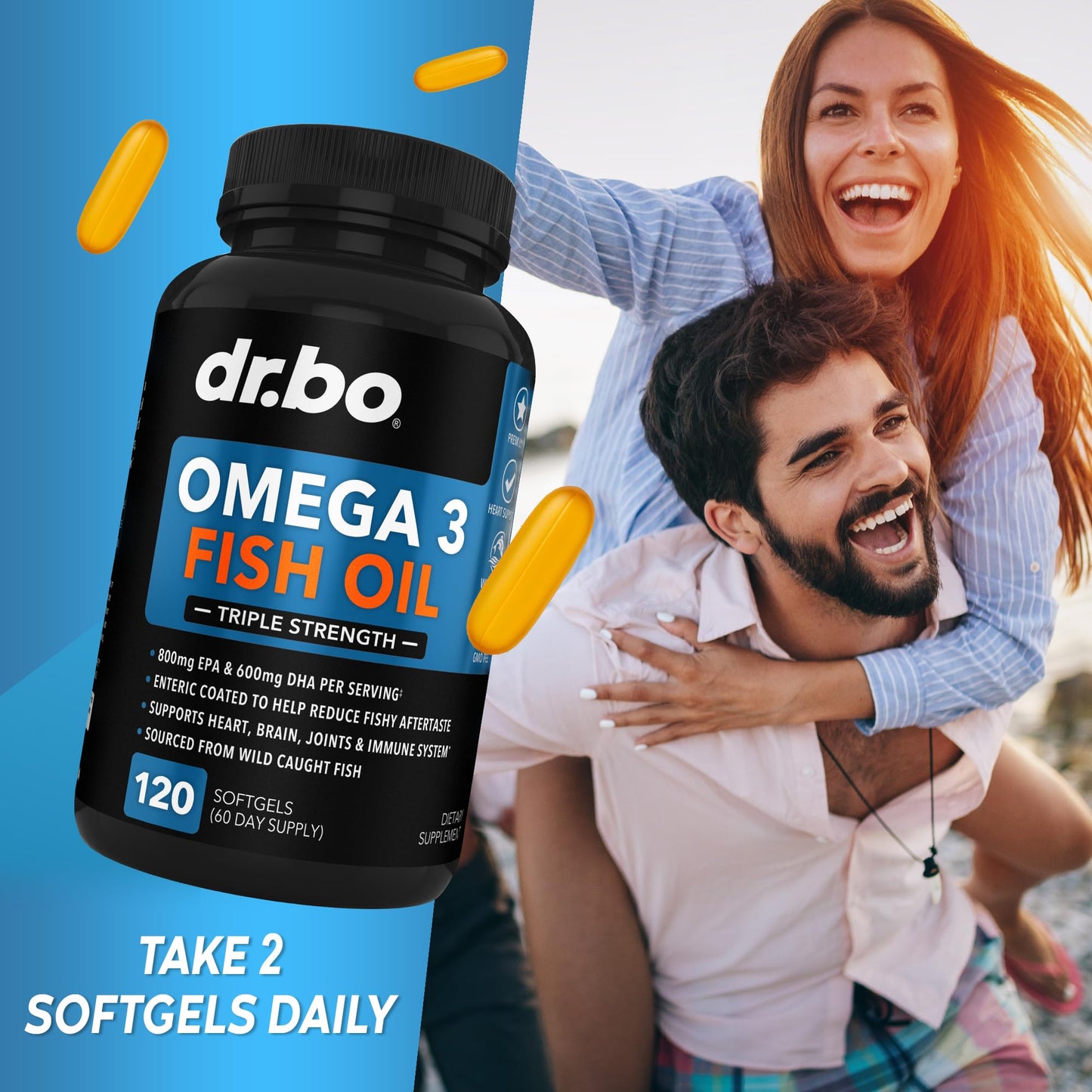 DR. BO Omega-3 Fish Oil Softgels 120 Count