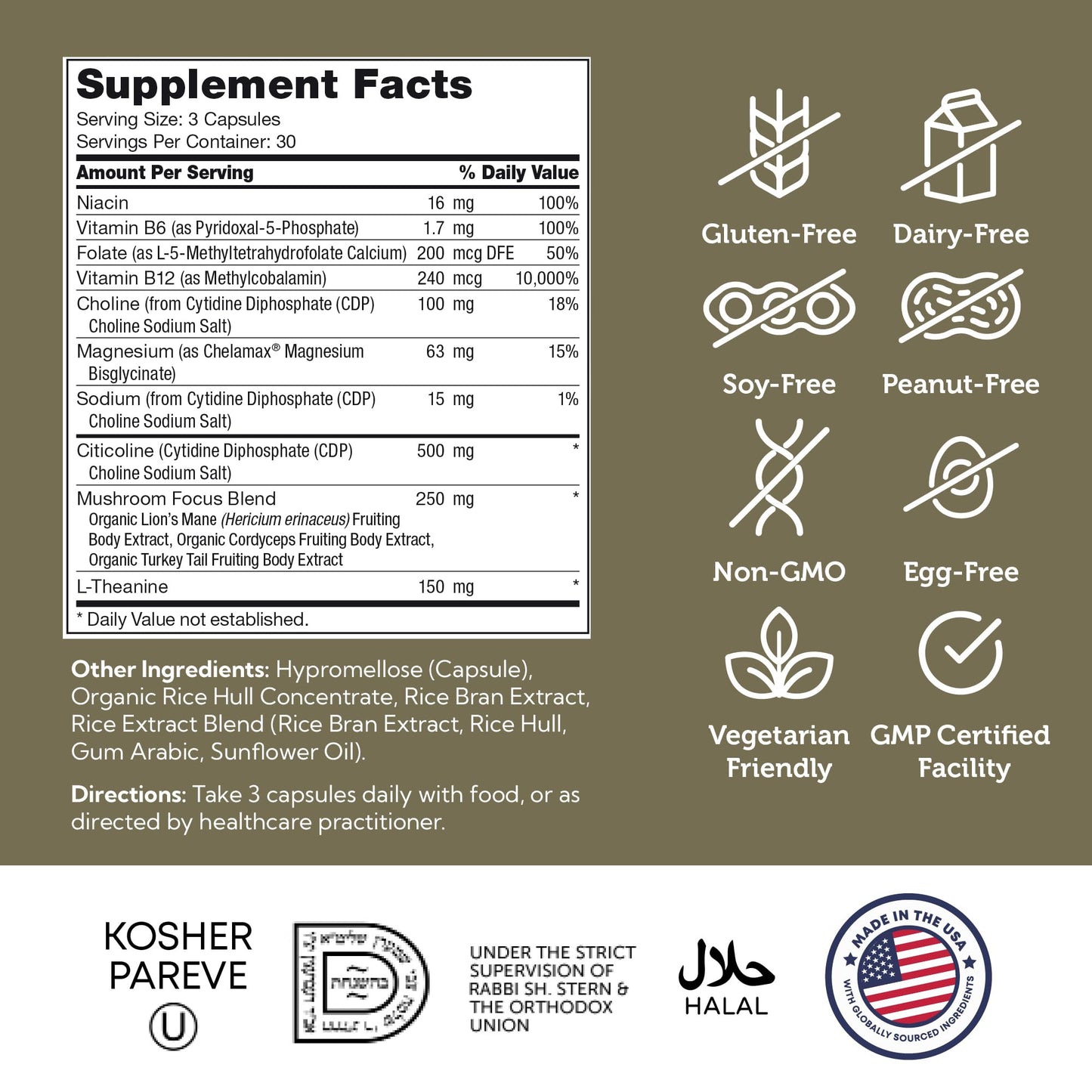 Zahler AdultFocus Advanced Formula to Support Focus and Concentration Capsules 60