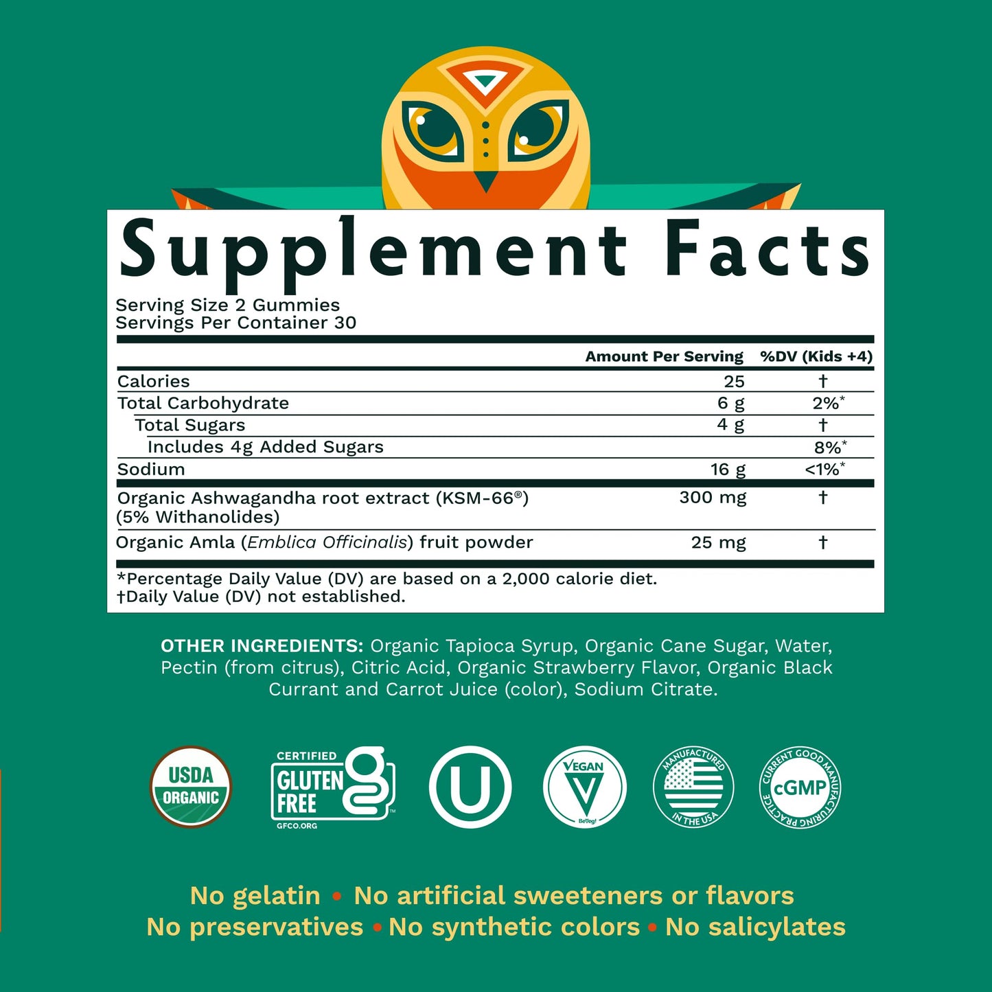 TRIBE ORGANICS Ashwagandha KSM-66 Gummies for Kids & Teens, 60 Count