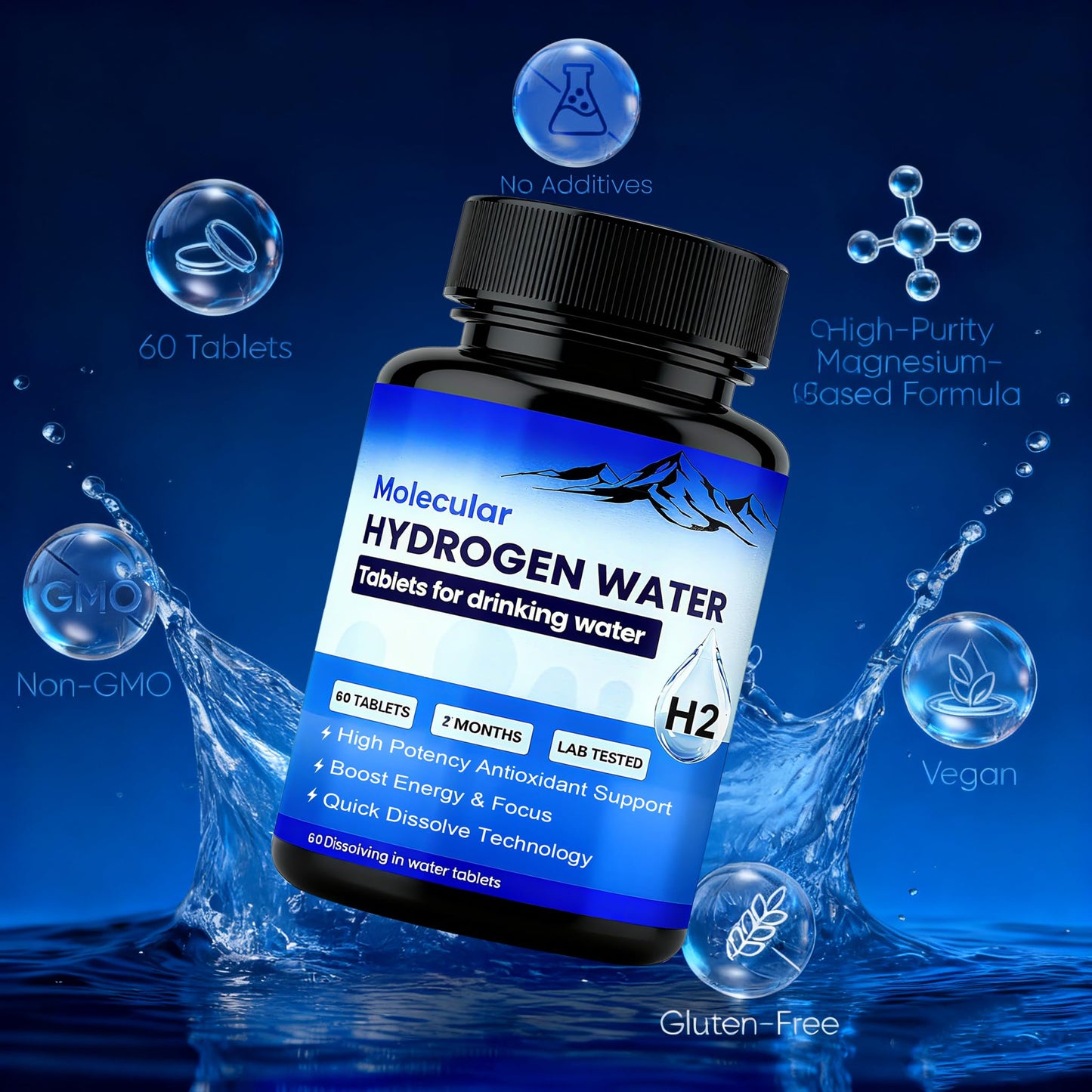 AUCIER Molecular Hydrogen Water Tablets, 60 Tablets