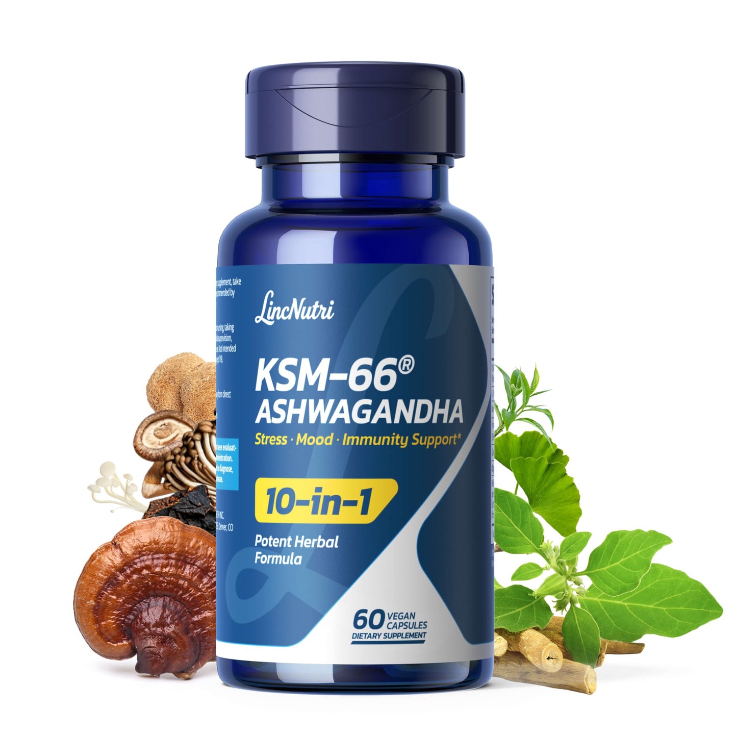 LincNutri KSM-66 Ashwagandha Supplements Capsules 60 Count