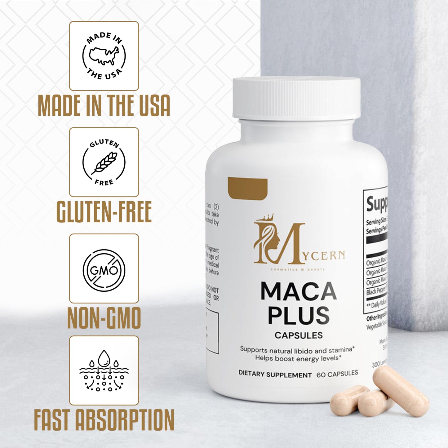 Mycern Maca Plus Capsules, 60 Count