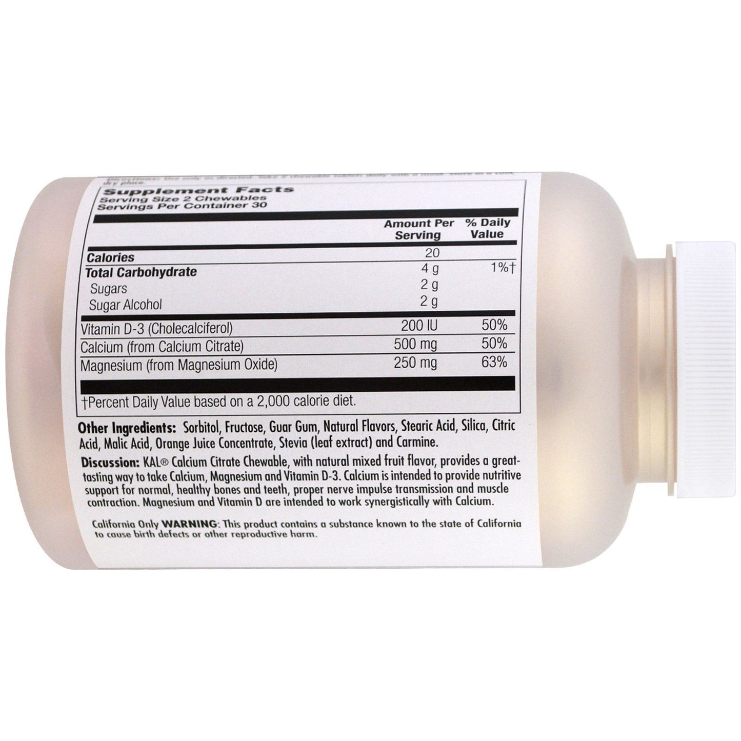 KAL Calcium Citrate+ Chewables, 60 Count