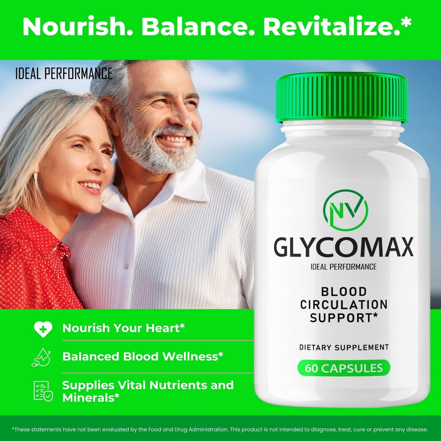 IDEAL PERFORMANCE GlycoMax Advanced Blood Formula Capsules, 300 Capsules