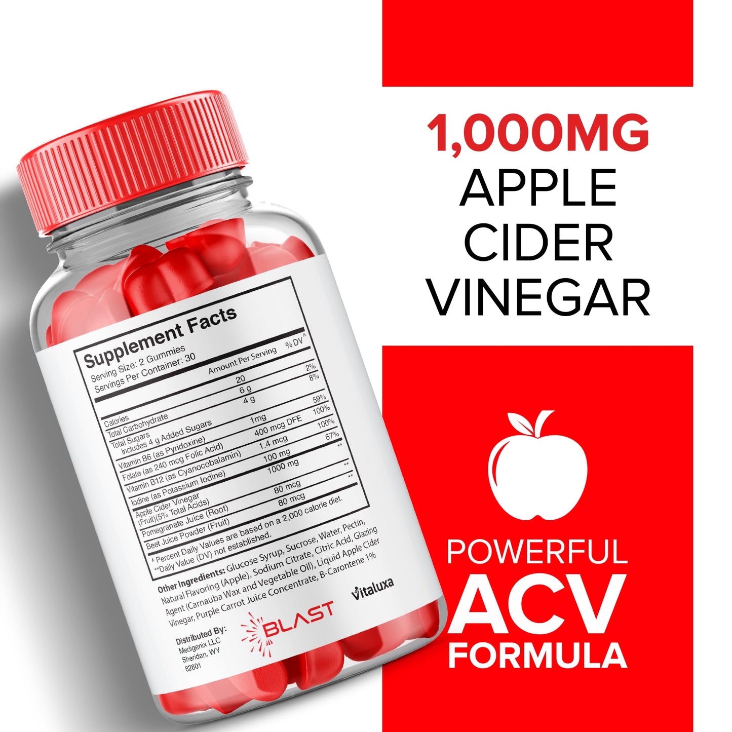 Vitaluxa Blast Keto ACV Gummies 60 Count