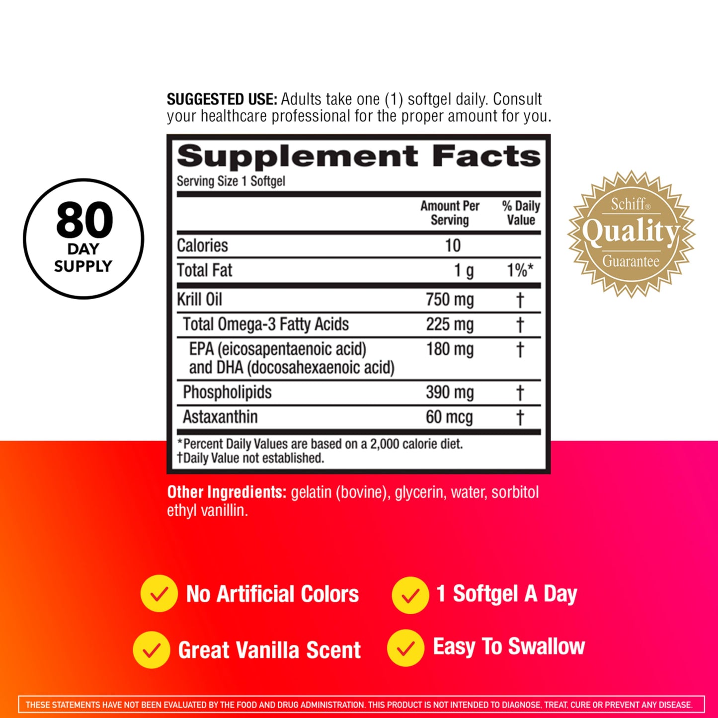 MegaRed Antarctic Krill Oil 750mg Softgels 80 Count