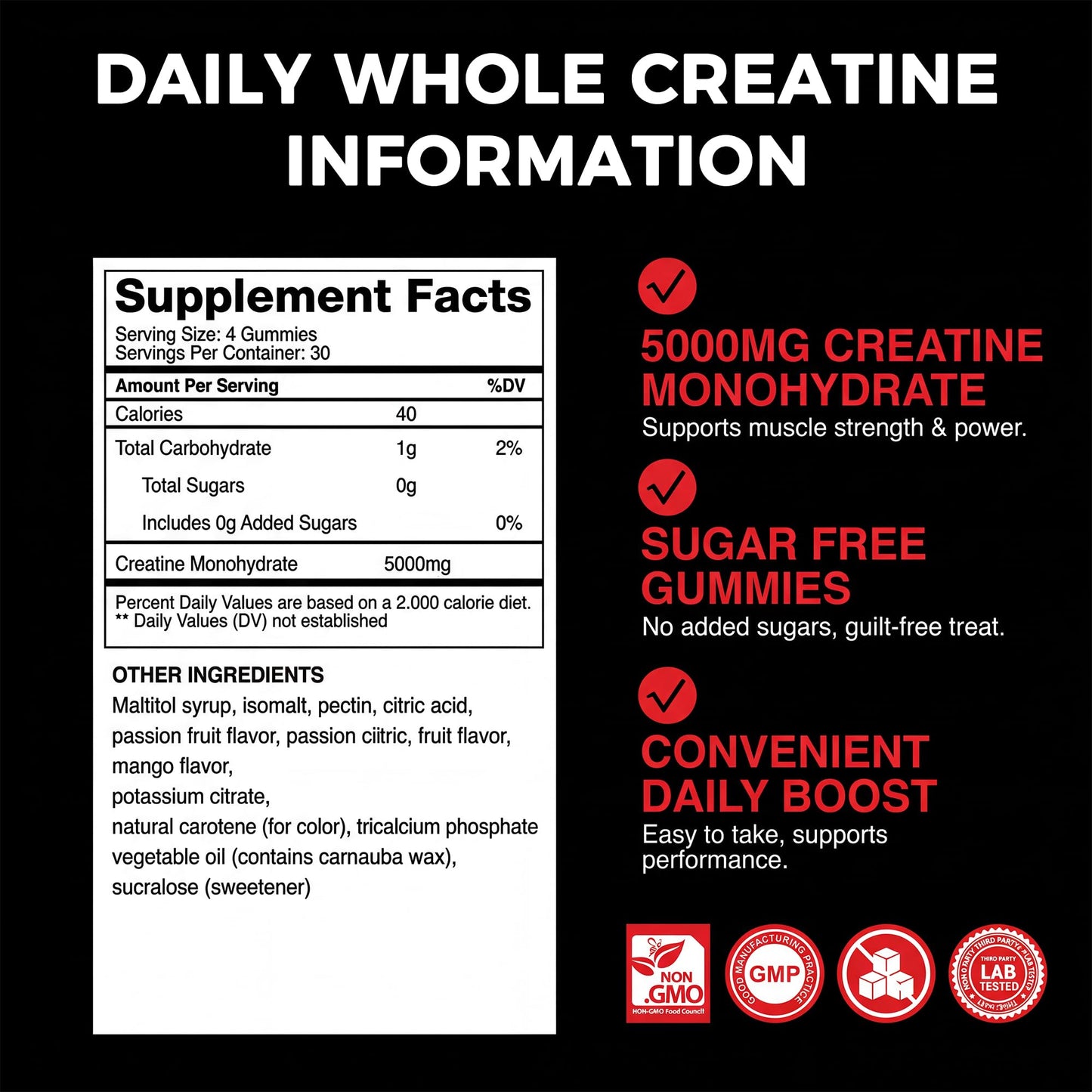 Hen Loog Creatine Monohydrate Gummies 120 Count