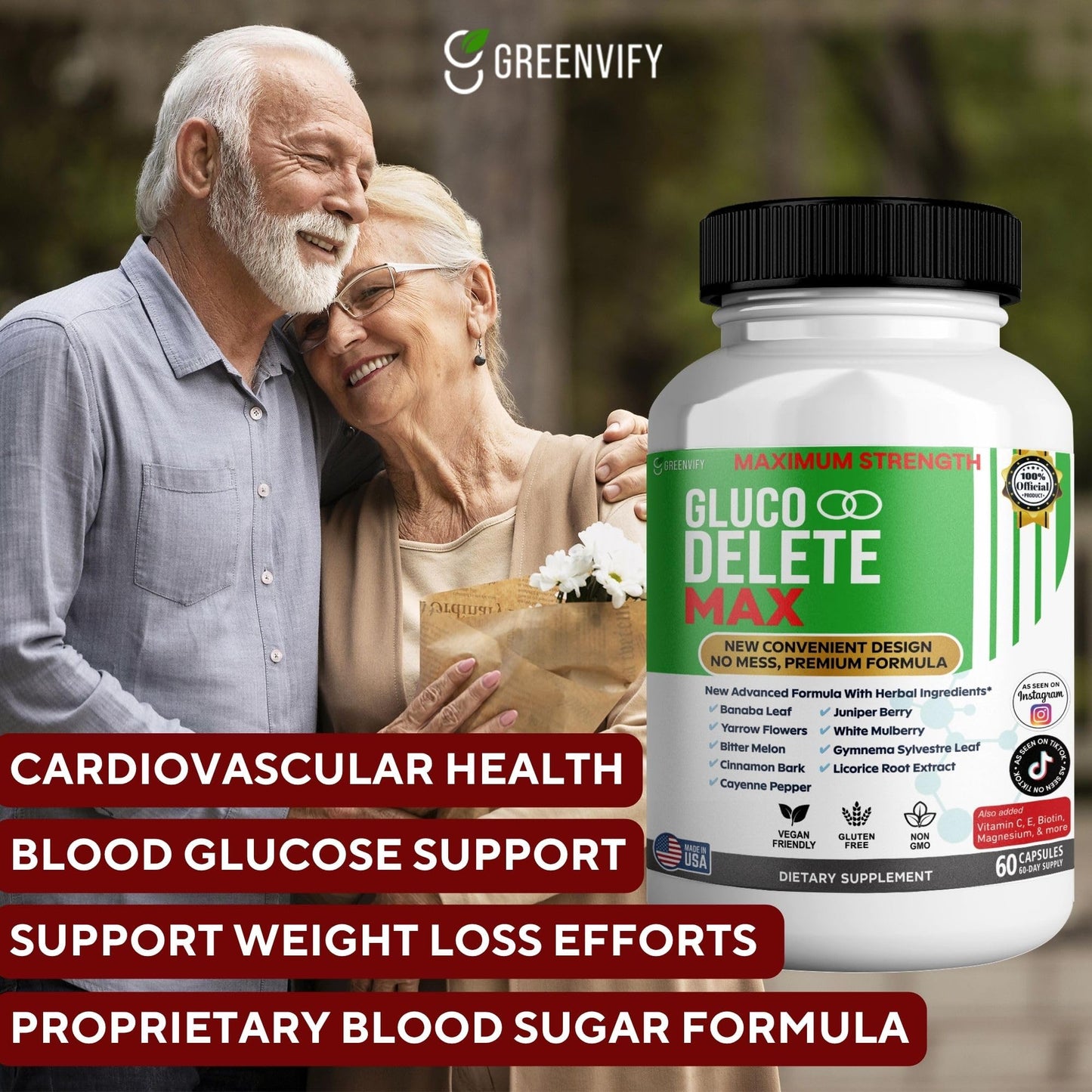 GREENVIFY Gluco Delete Max Maximum Strength Blood Sugar Supplement Capsule, 60 Capsules