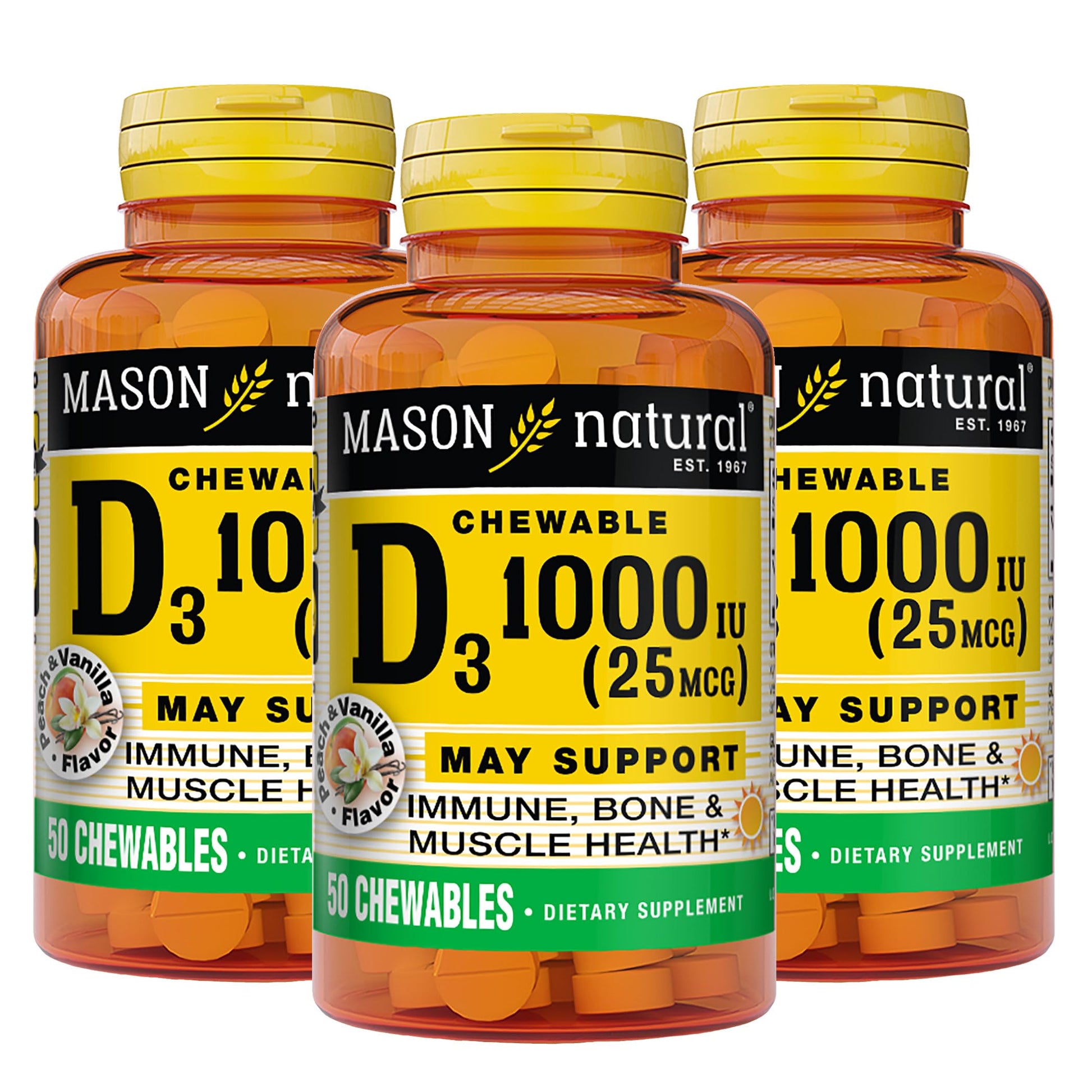 Mason Natural Vitamin D3 1000 IU (25 mcg) Chewable Tablets, 150 Count