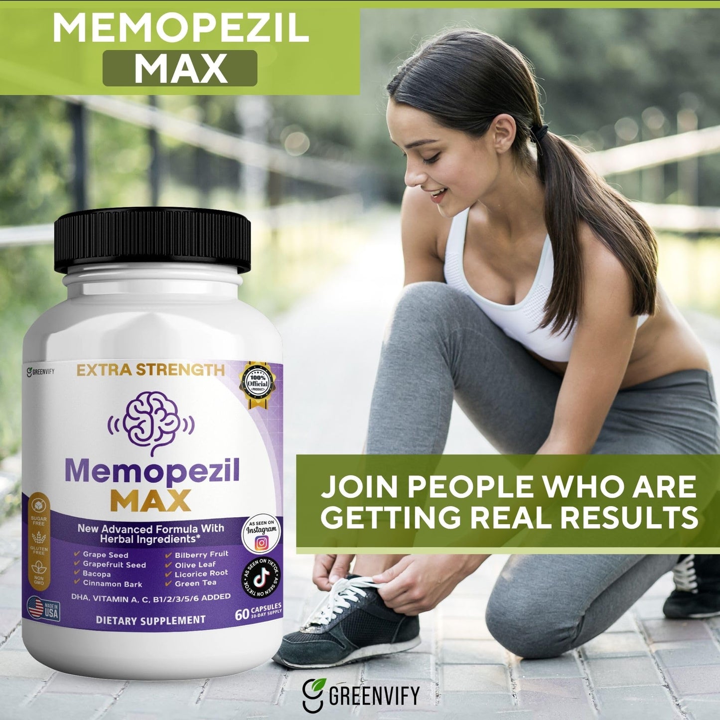 GREENVIFY Memopezil MAX Brain Supplement, 60 Capsules