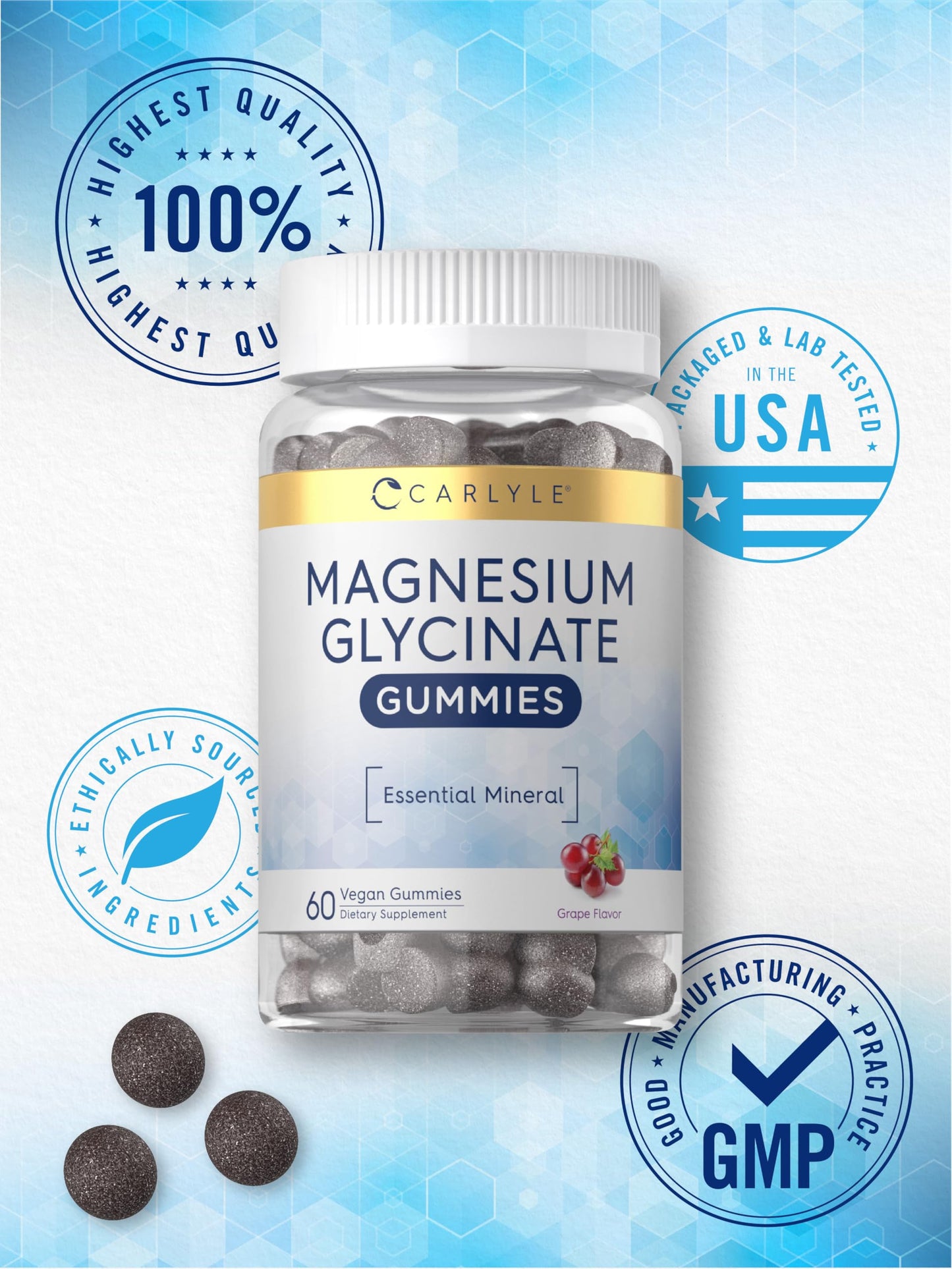 Carlyle Magnesium Glycinate Gummies, 60 Count