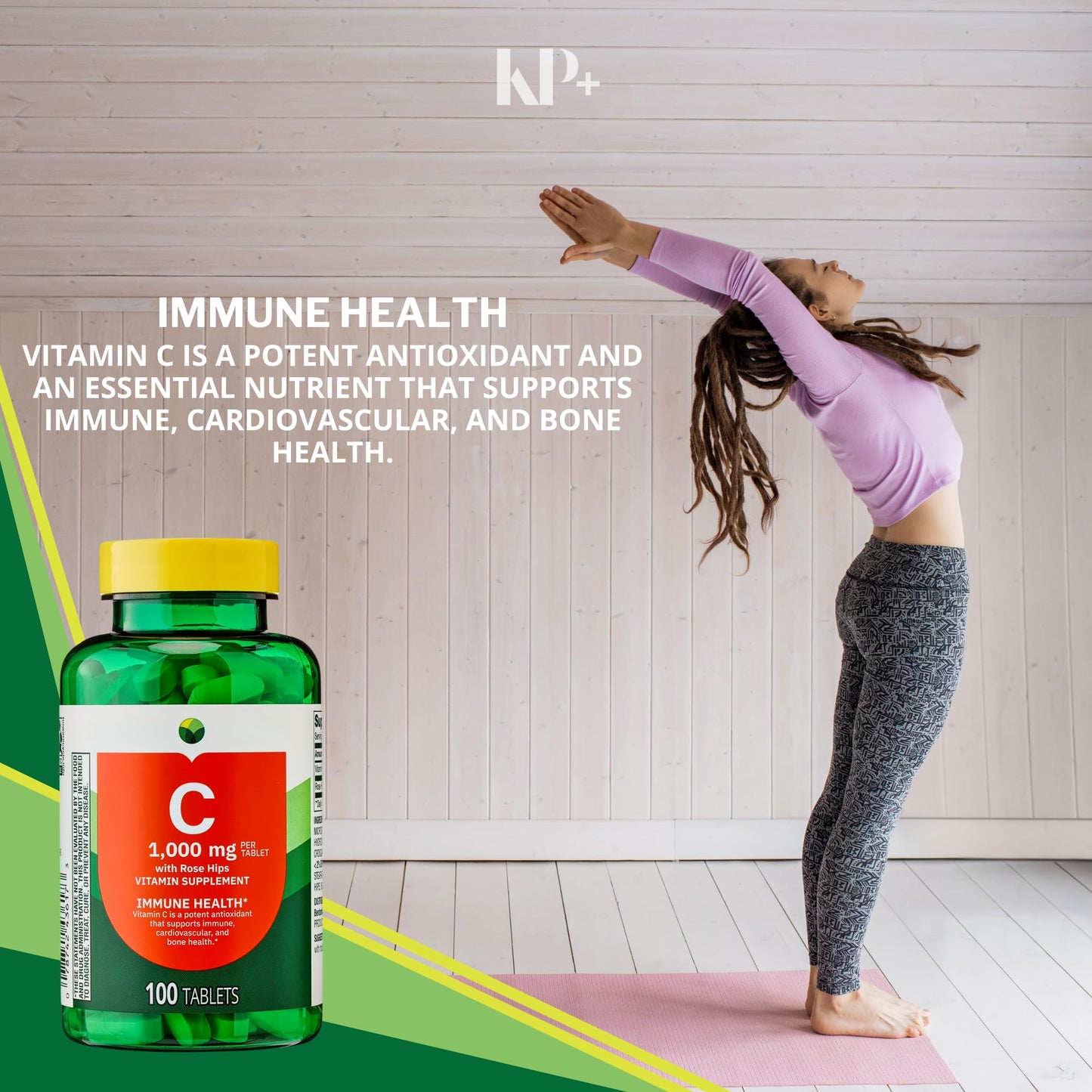 KP+ Vitamin C 1000 mg with Rose Hips Immune Support Vitamin C Tablets 250 Tablets