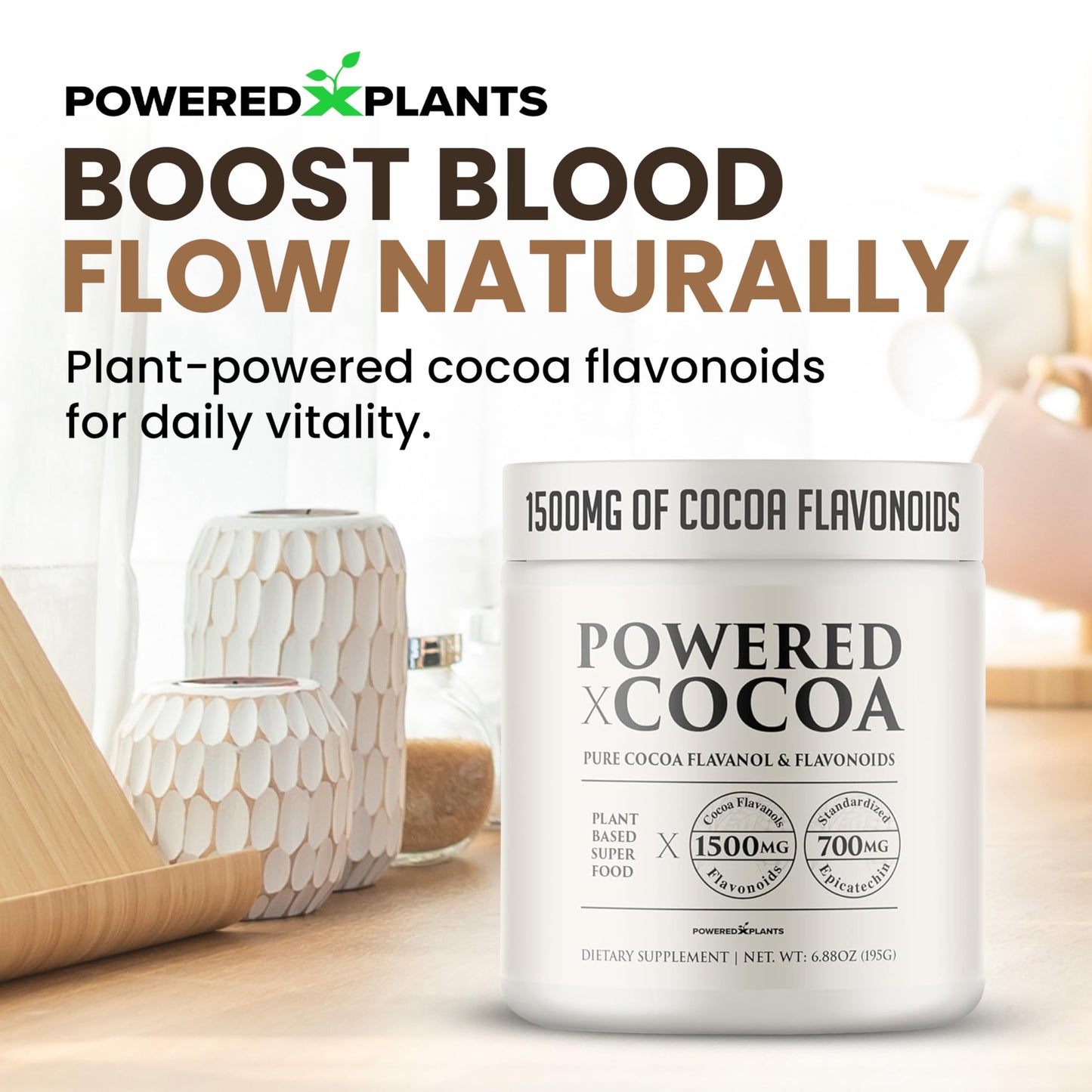 Powered X Plants High Flavanol Cocoa Powder 6.88 oz