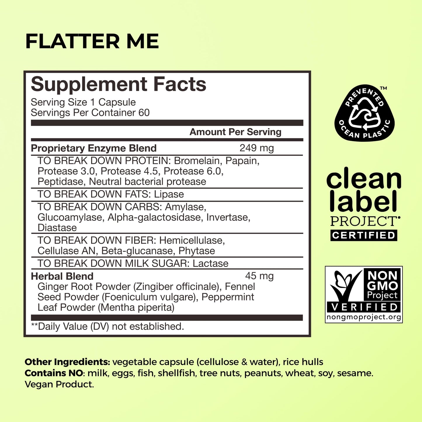 HUM Flatter Me Digestive Enzymes for Women & Men, 60 Capsules