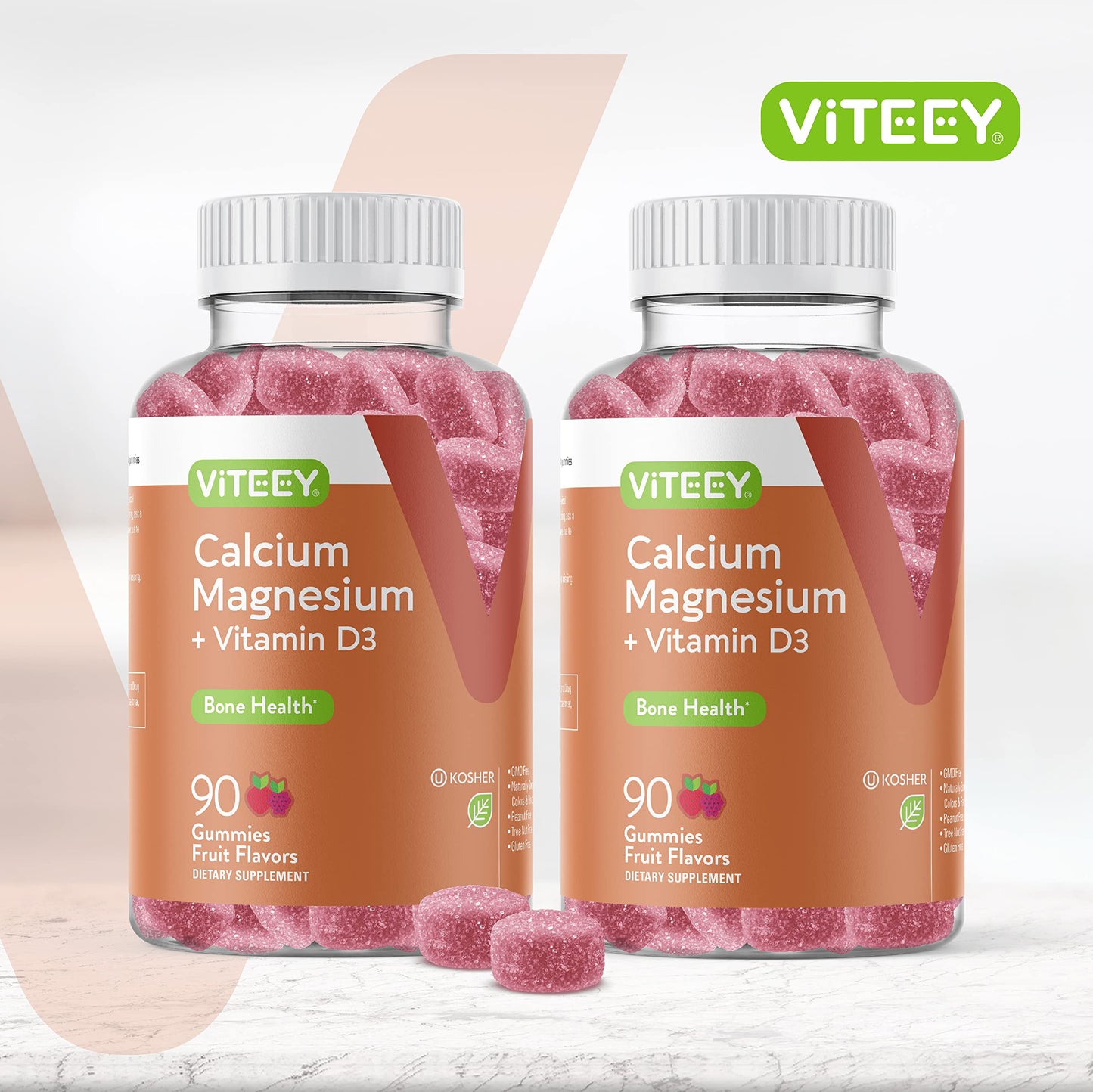 Viteey Calcium Gummies with Vitamin D3 and Magnesium Gummies, 180 Count