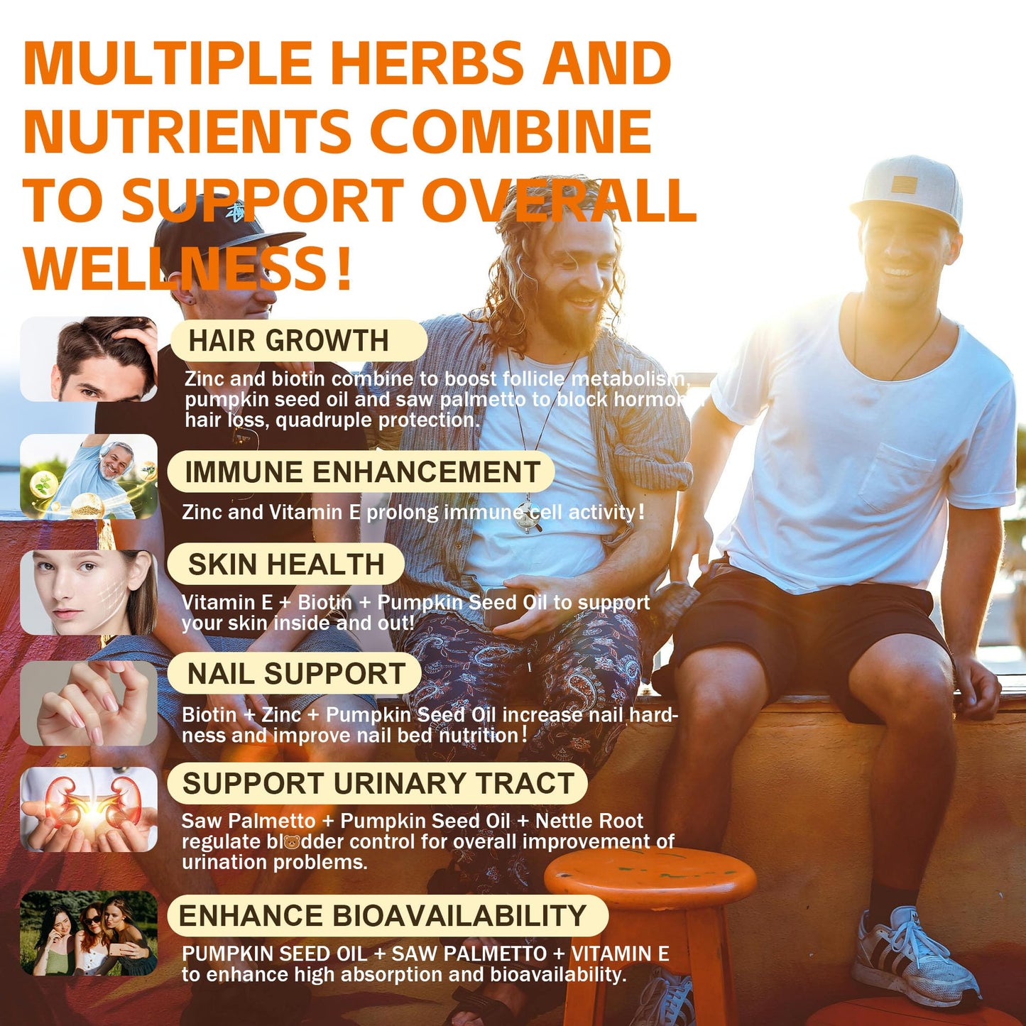 Well&Whole Pumpkin Seed Oil Gummies with Saw Palmetto for Hair Growth, for Men and Women, Vegan, Sugar-Free, 60 Count