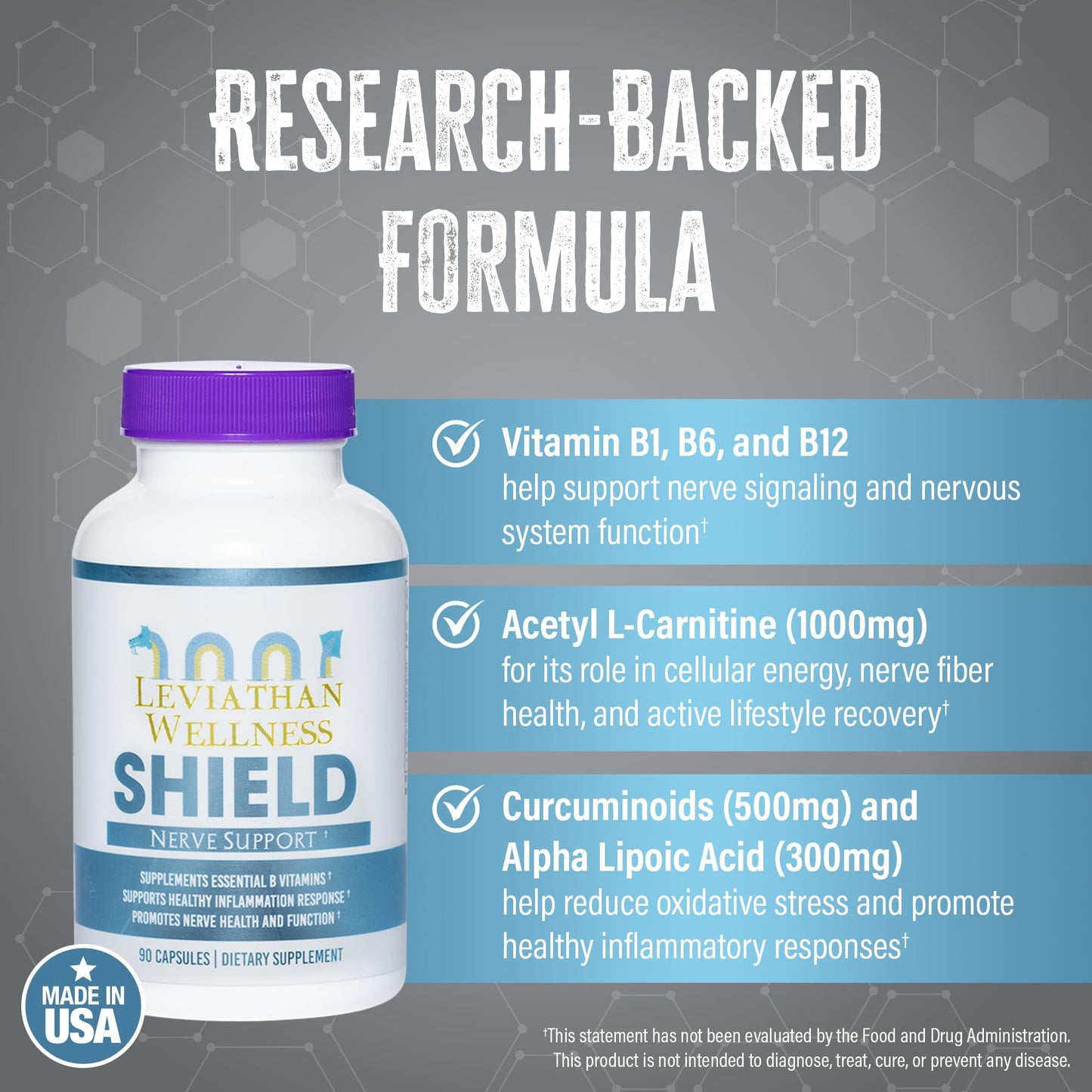 Leviathan Wellness Shield Nerve Health Support Capsules 90 Count