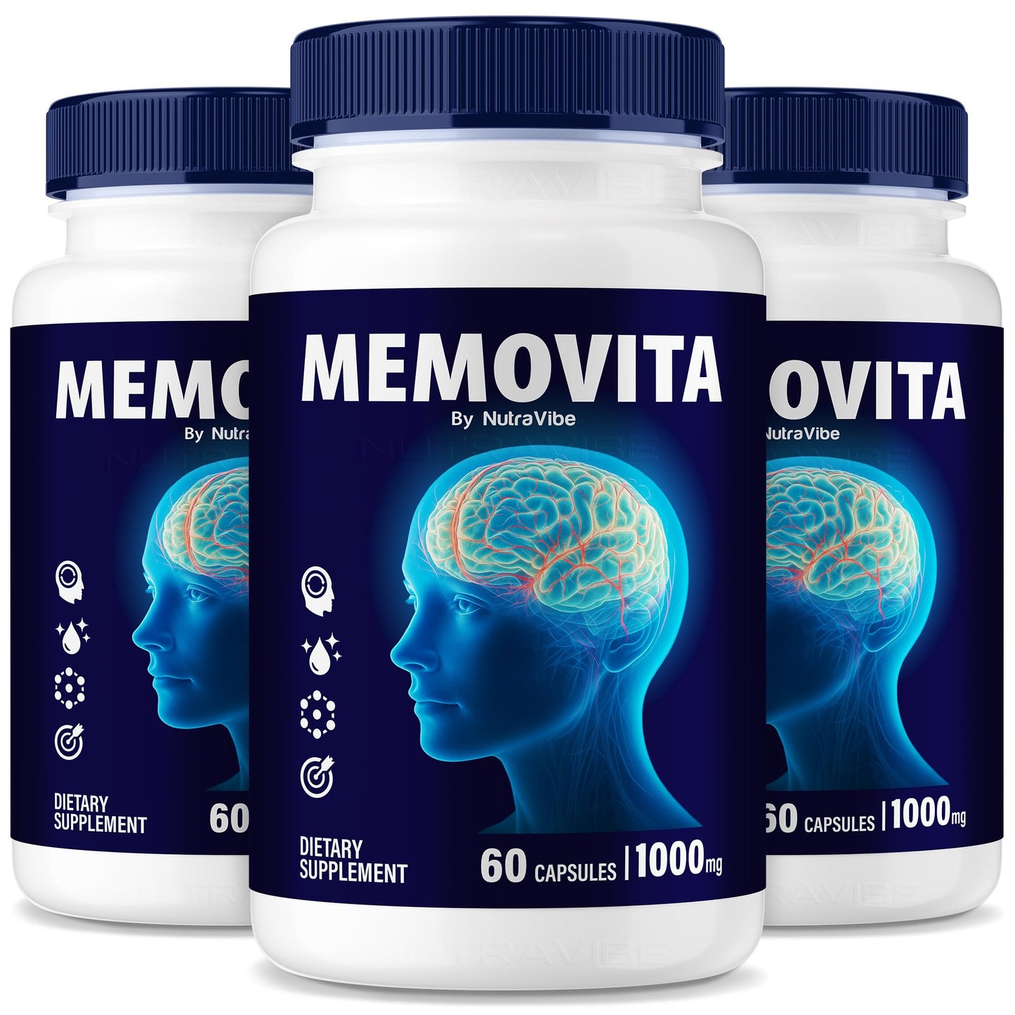 NutraVibe Memovita Capsules – Memo Vita Master Formula for Focus, Clarity, Concentration & Sharp Memory, 180 Capsules