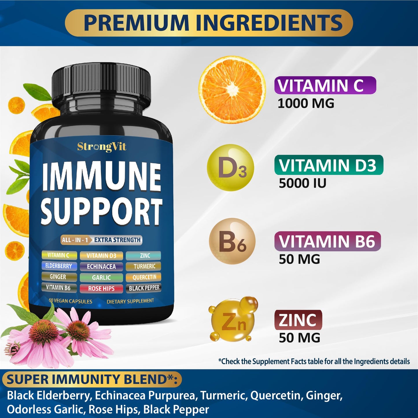 StrongVit Immune Support 12-in-1 Complex Capsule, 60 Count