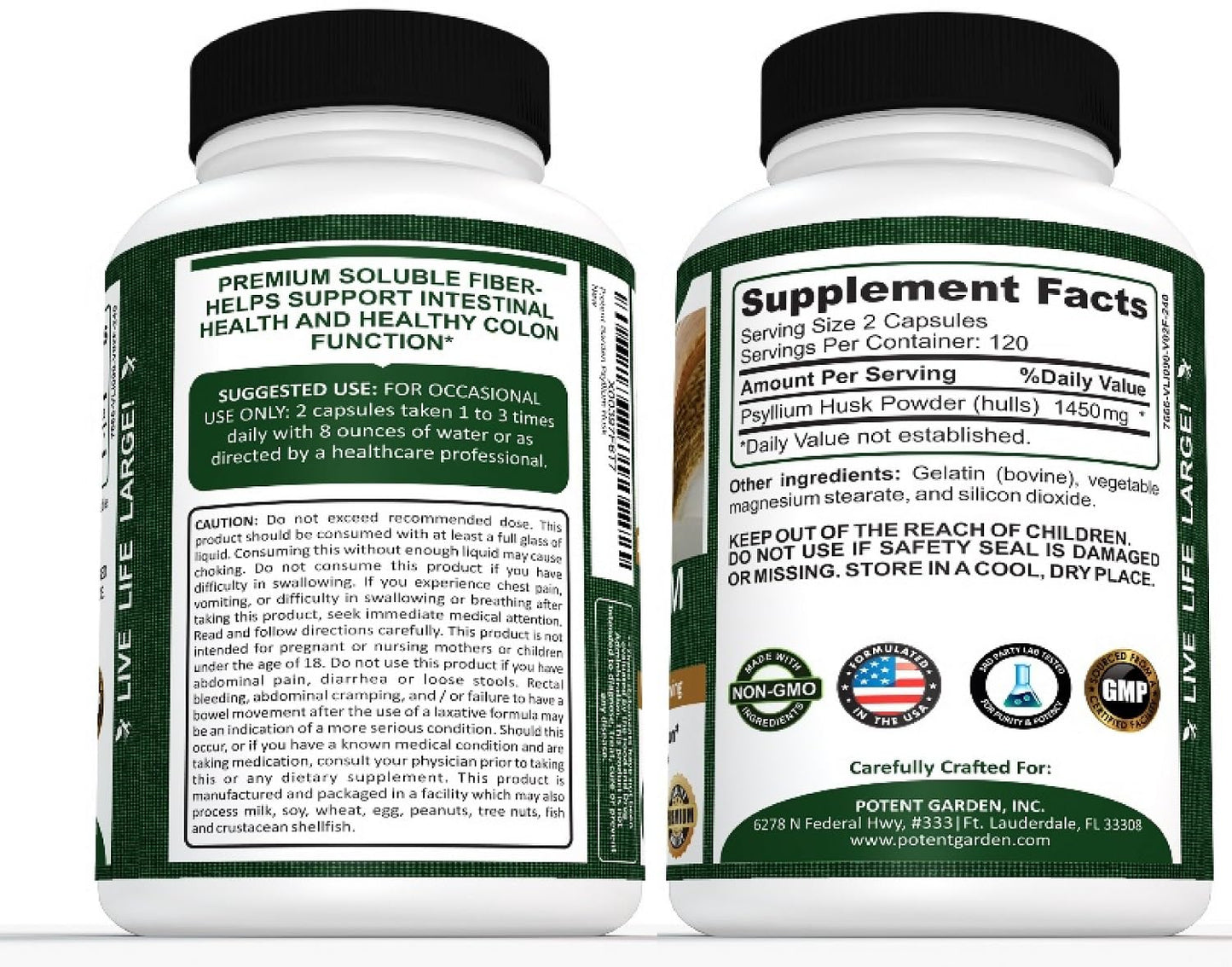 Potent Garden Psyllium Husk Capsules, 240 Capsules
