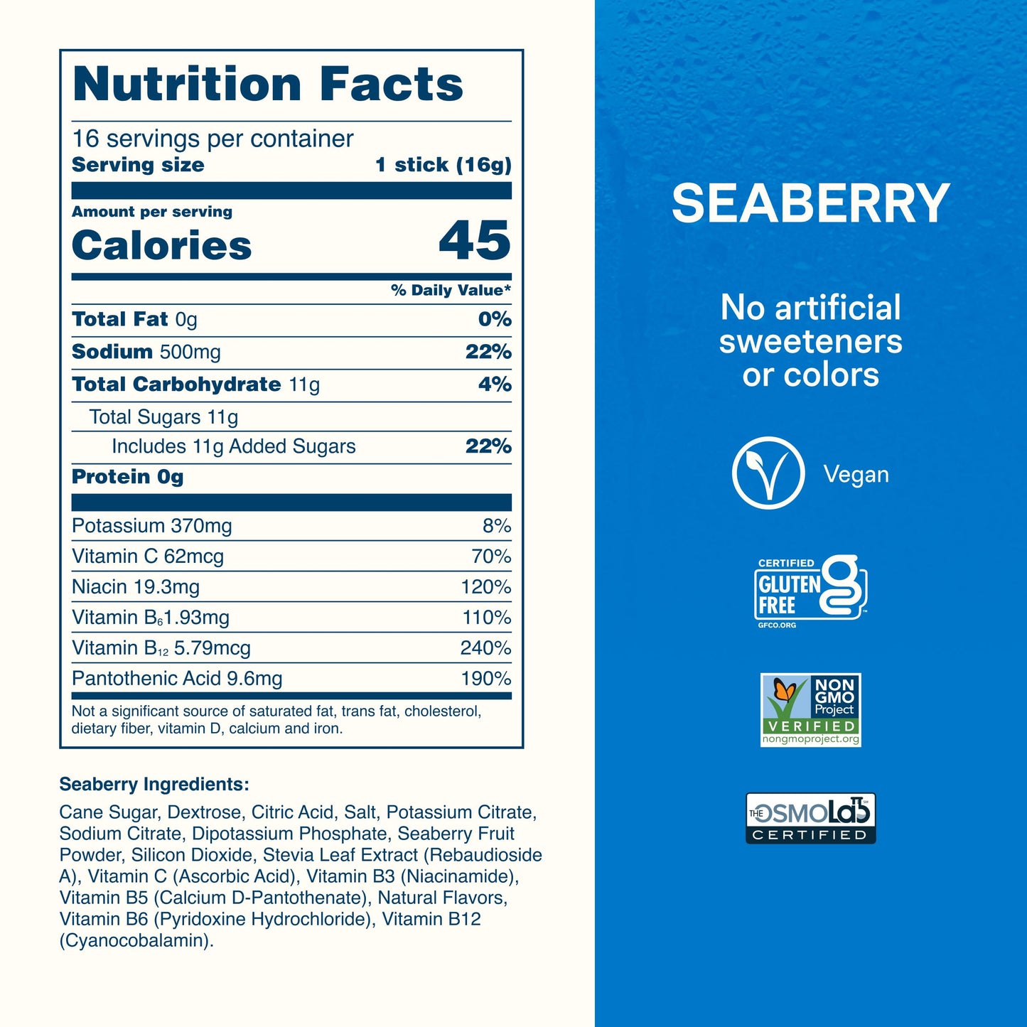 Liquid I.V. Hydration Electrolytes Powder, Seaberry, 16 Count