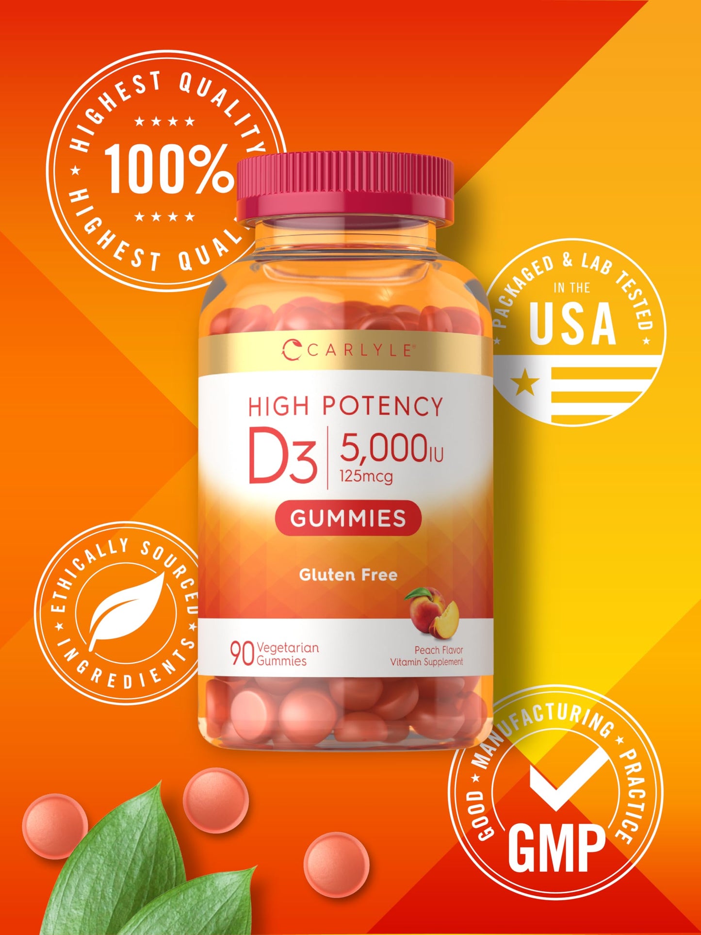 Carlyle Vitamin D3 Gummies 90 Count