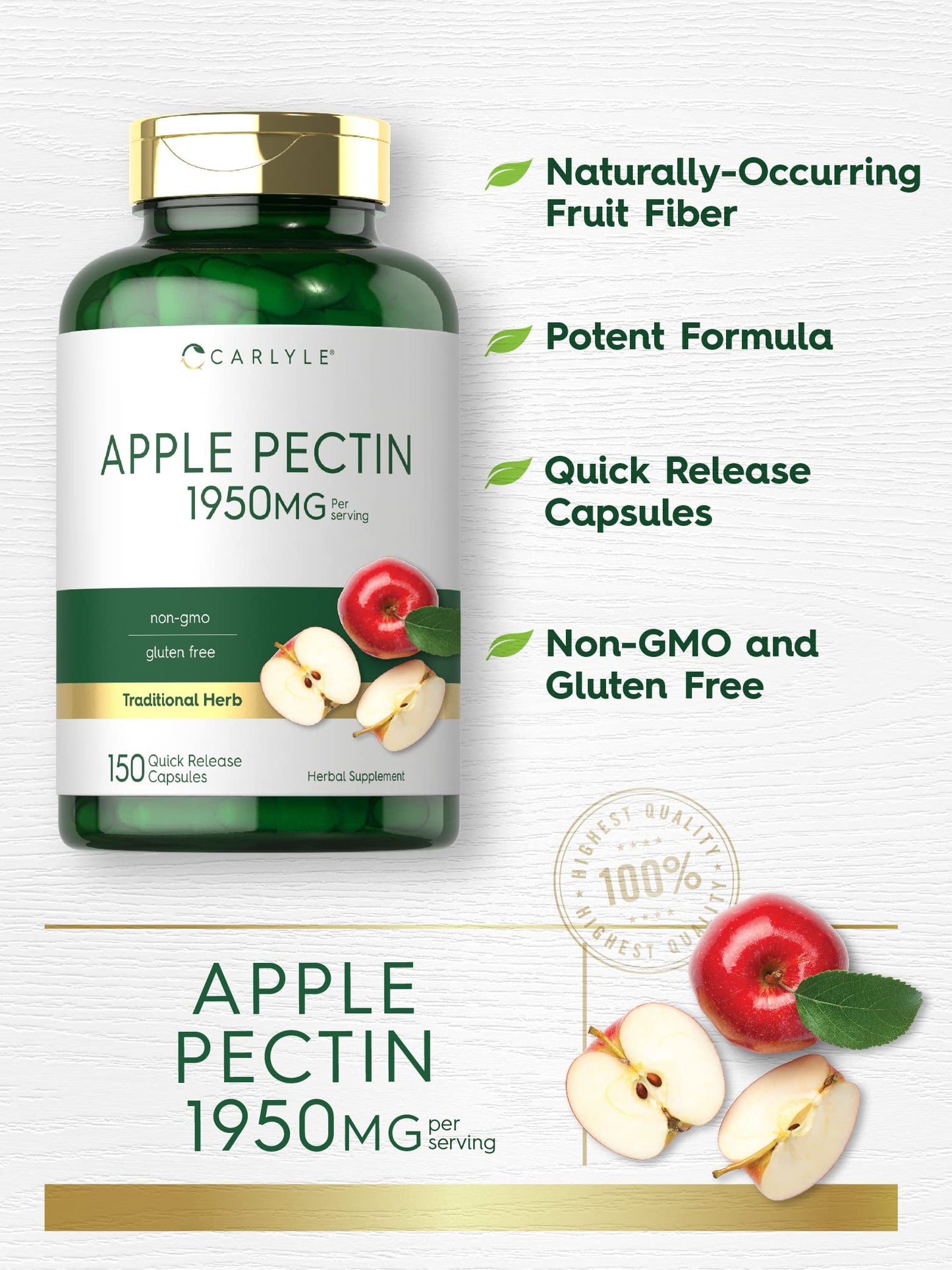 Carlyle Apple Pectin Capsules 150 Count