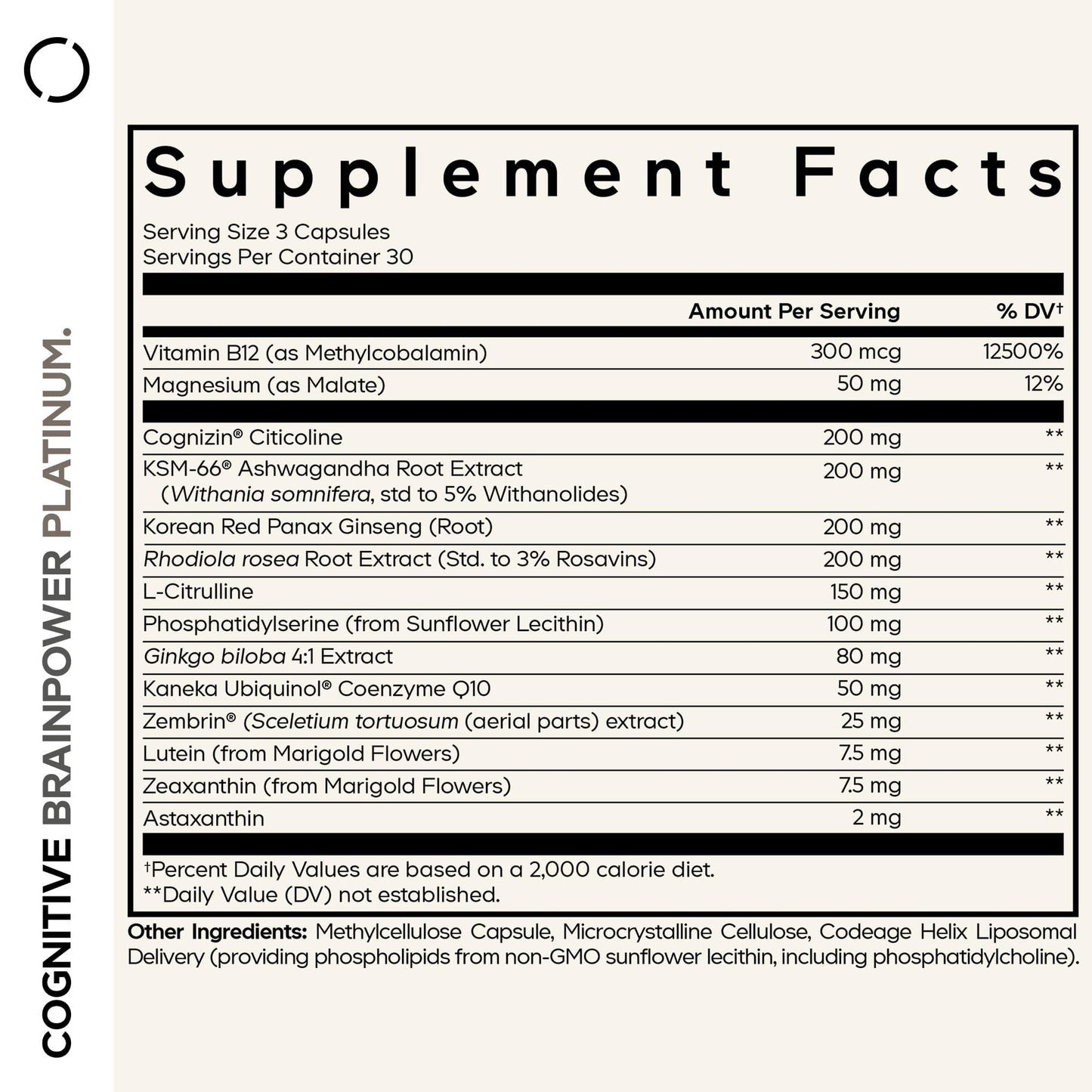 Codeage Cognitive Brainpower Platinum Supplement Capsules 90 Count