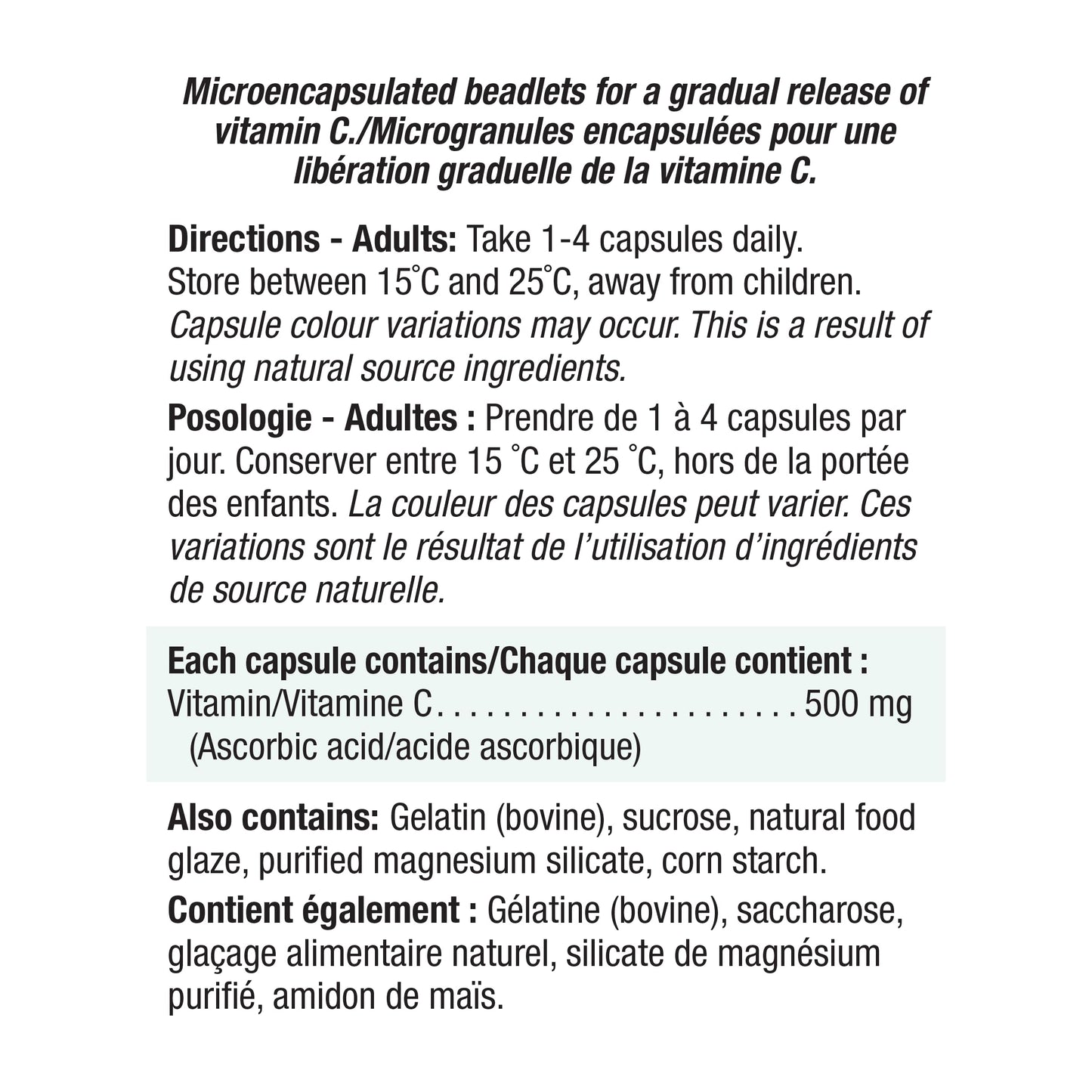 Jamieson Vitamin C 500 mg Timed Release Capsule, 100 Caplets