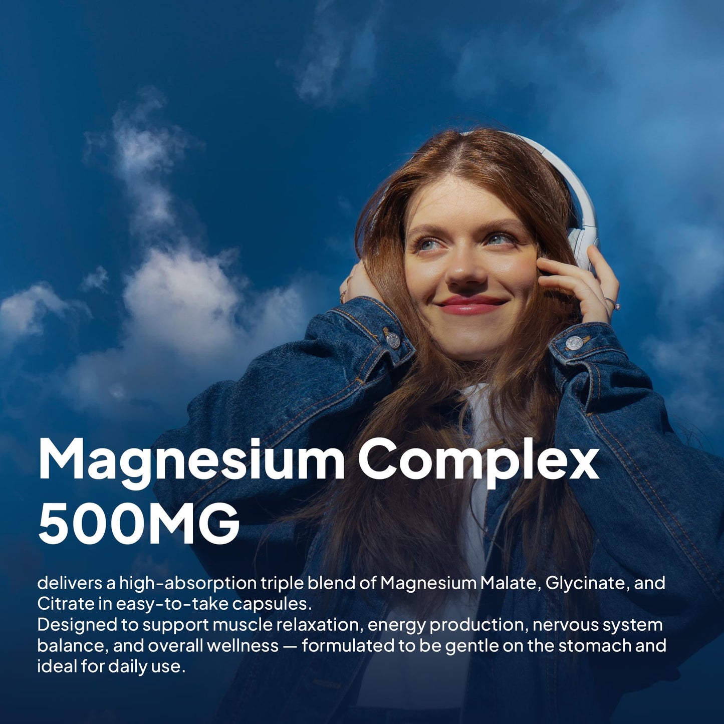 Wish Fusion Triple Magnesium Complex 500mg Magnesium Glycinate, Malate & Citrate Capsules, 120 Capsules