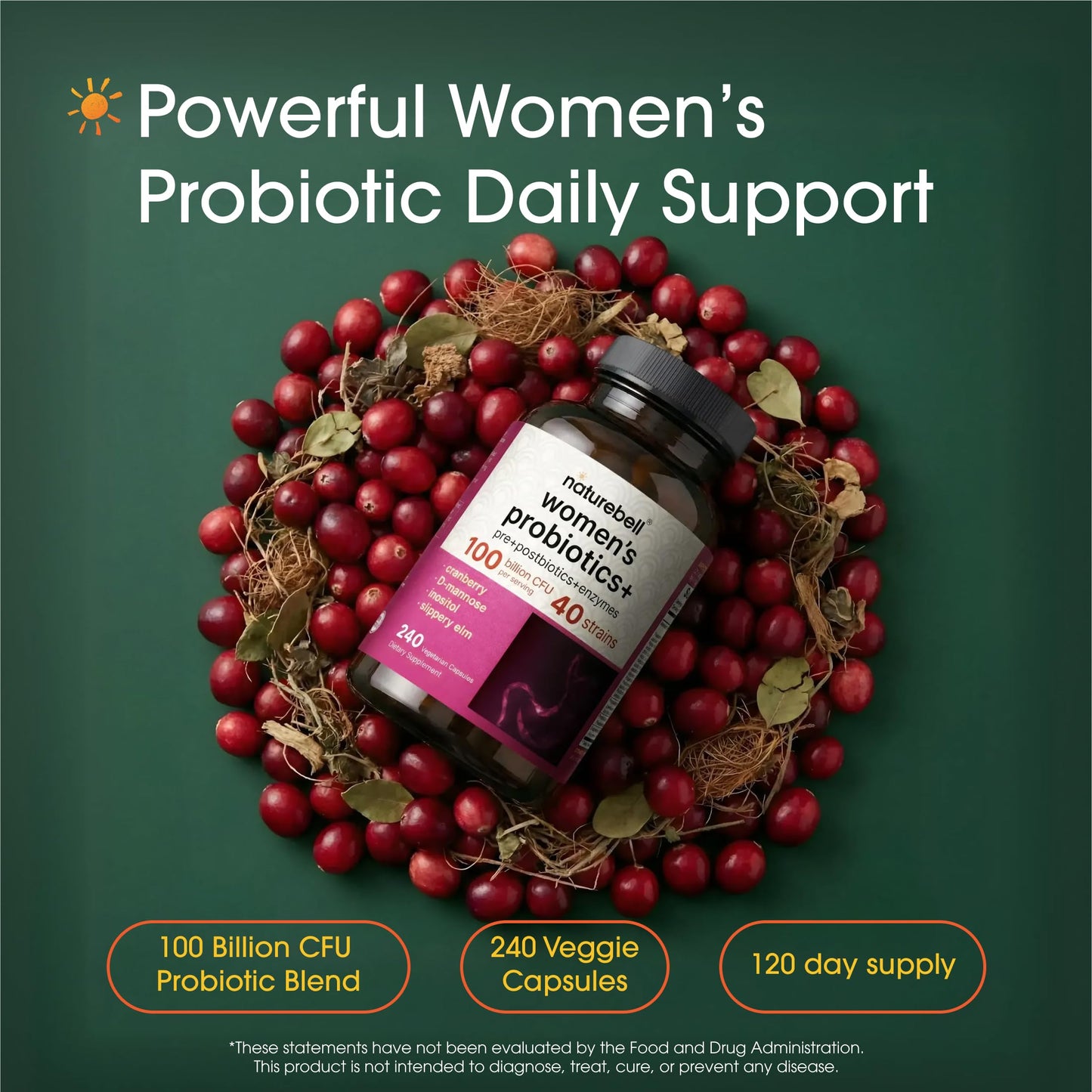 NatureBell Women's Probiotics+ 240 Vegetarian Capsules