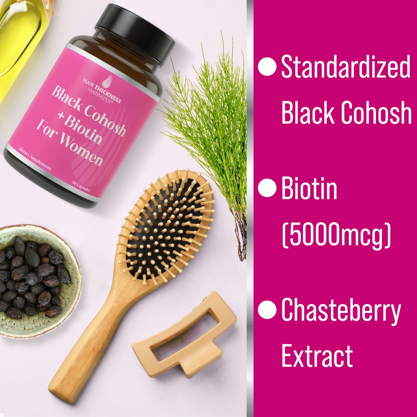 Hair Thickness Maximizer Black Cohosh + Biotin Menopausal Hair Growth Supplement Capsule, 30 Count