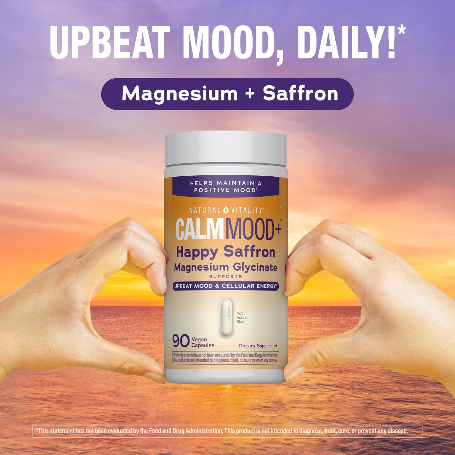 Natural Vitality Calm Mood Happy Saffron Magnesium Glycinate Gummy 50 Count