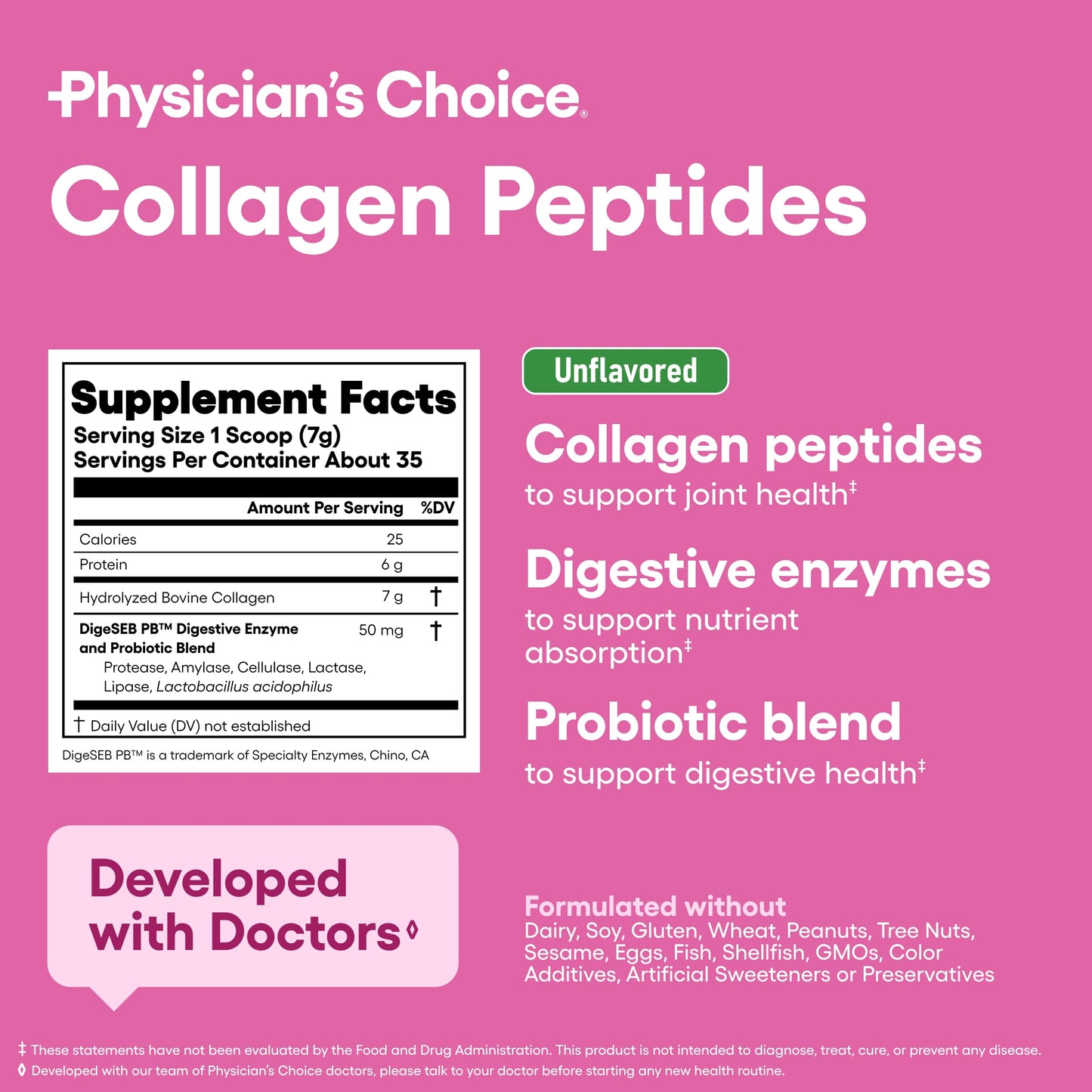 Physician's CHOICE Collagen Peptides Powder - Hydrolyzed Protein (Type I & III) - Digestive Enzymes - Keto Collagen Powder for Women & Men - Hair, Skin, Joints & Workout Recovery Aid - Grass Fed, Non-GMO - 2-Pack