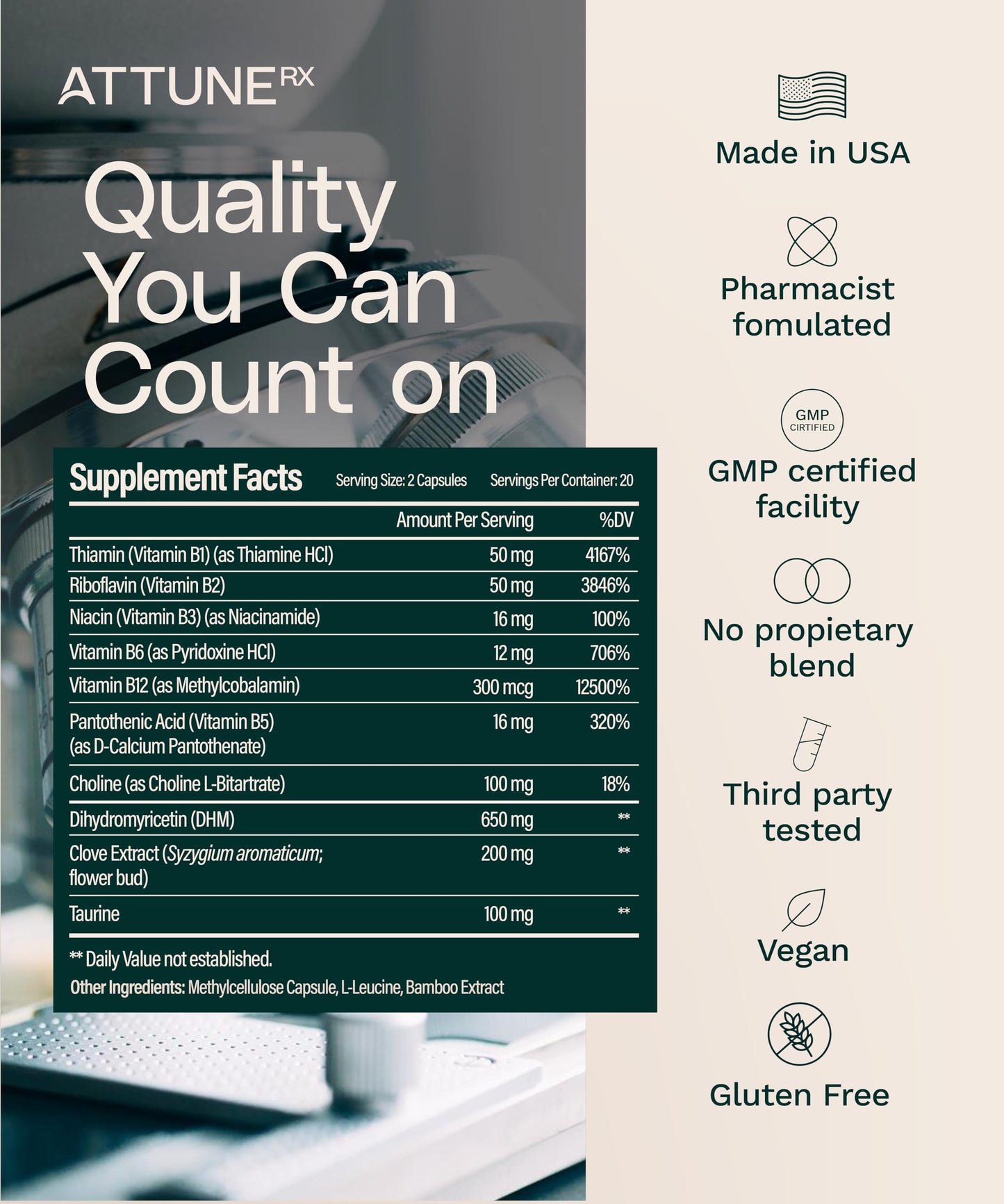 Attune Rx Good Spirits DHM Alcohol Aid Capsules 40 Capsules
