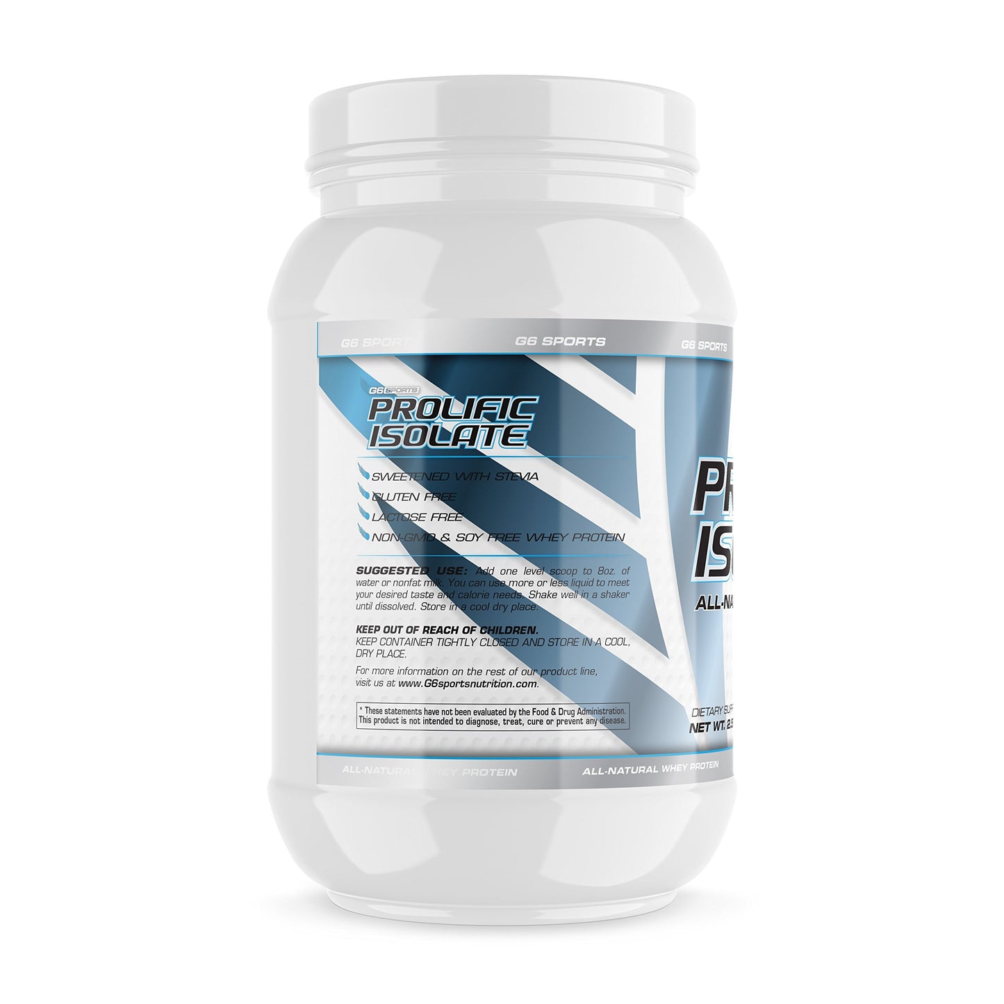 G6 Sports Prolific Isolate All Natural Whey Protein Isolate Powder, 40 Servings