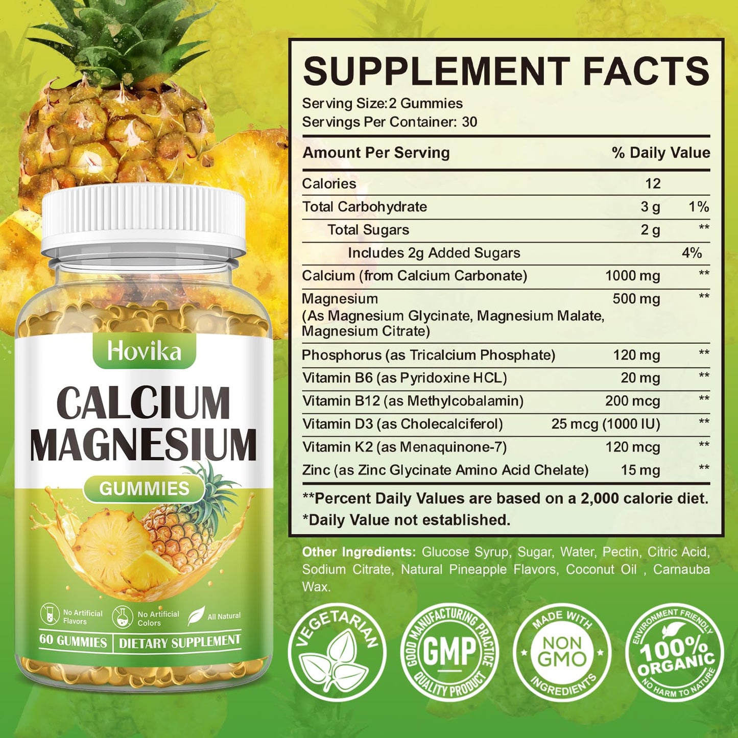 Hovika Calcium Magnesium Zinc Gummies 60 Gummies