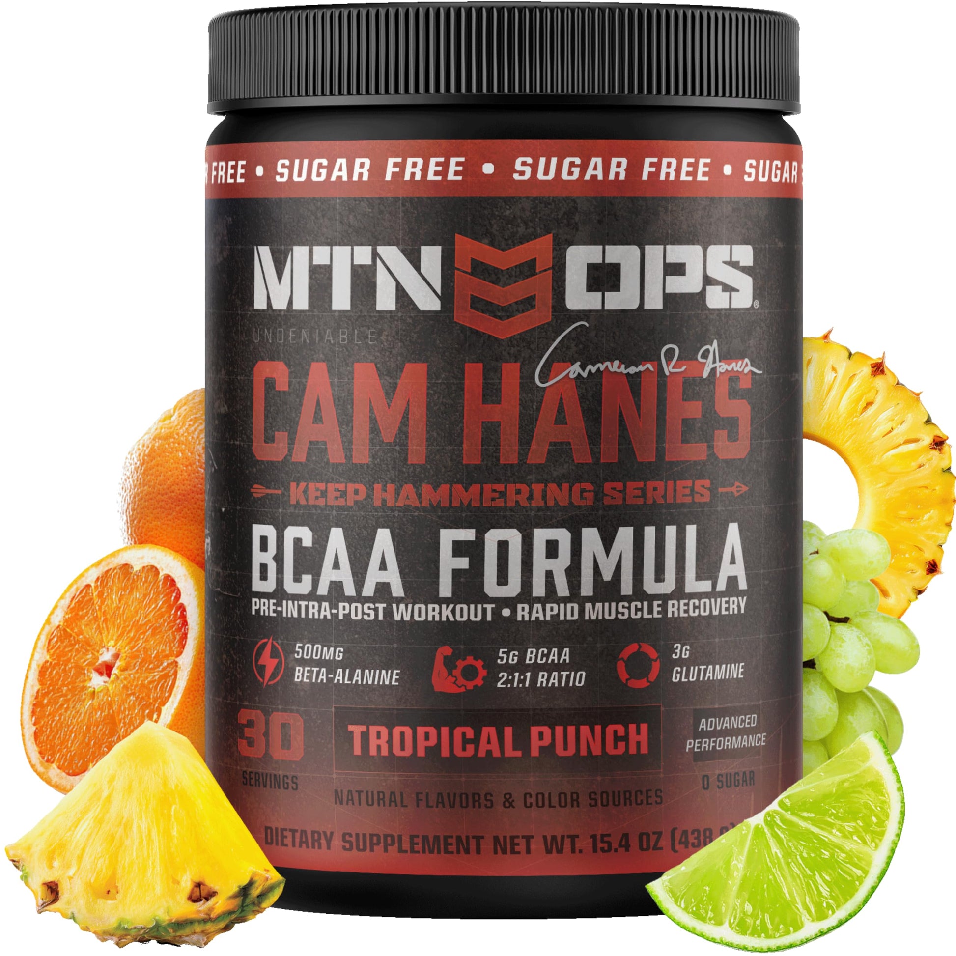 MTN OPS BCAA Powder for Muscle Recovery, Tropical Punch, 14.5